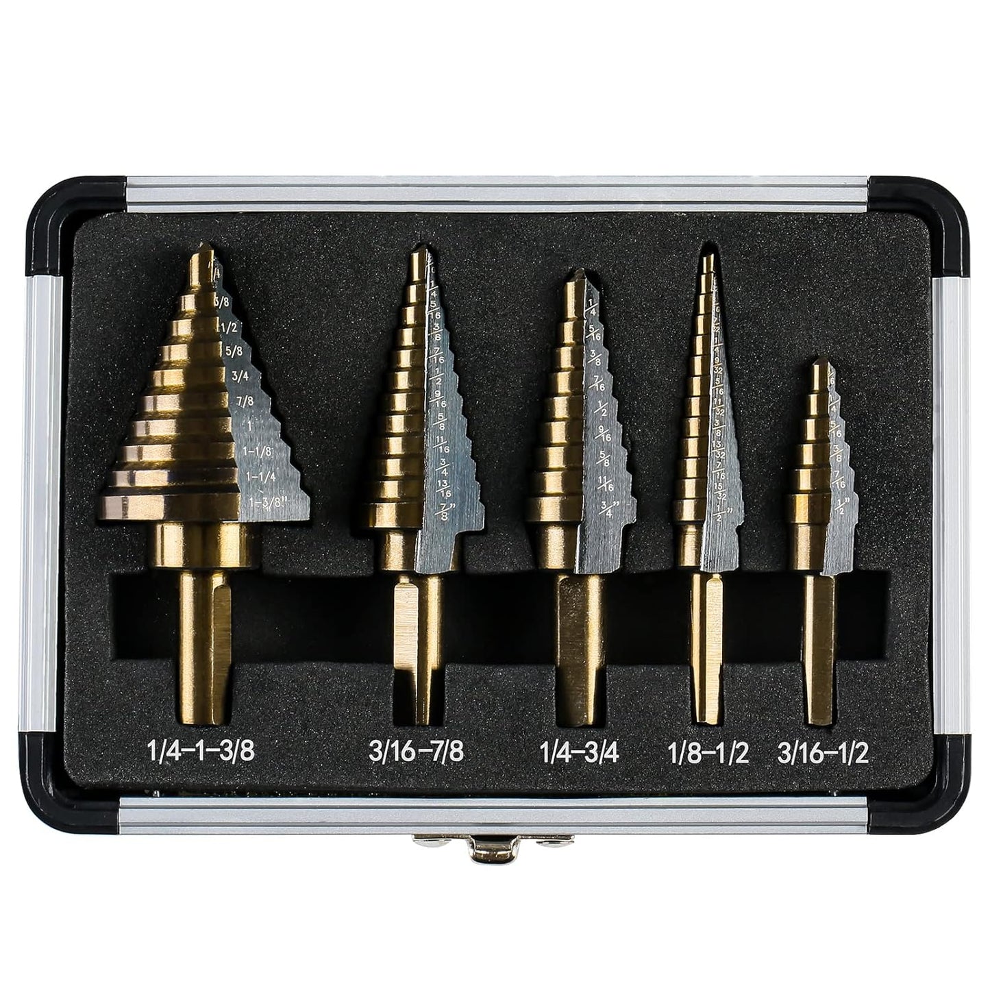 Step Drill Bits Set with 50 Sizes for Metal and More