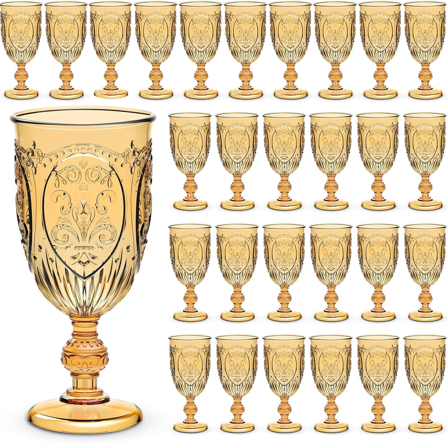 48 Pcs Vintage Plastic Goblets for Elegant Events and Parties