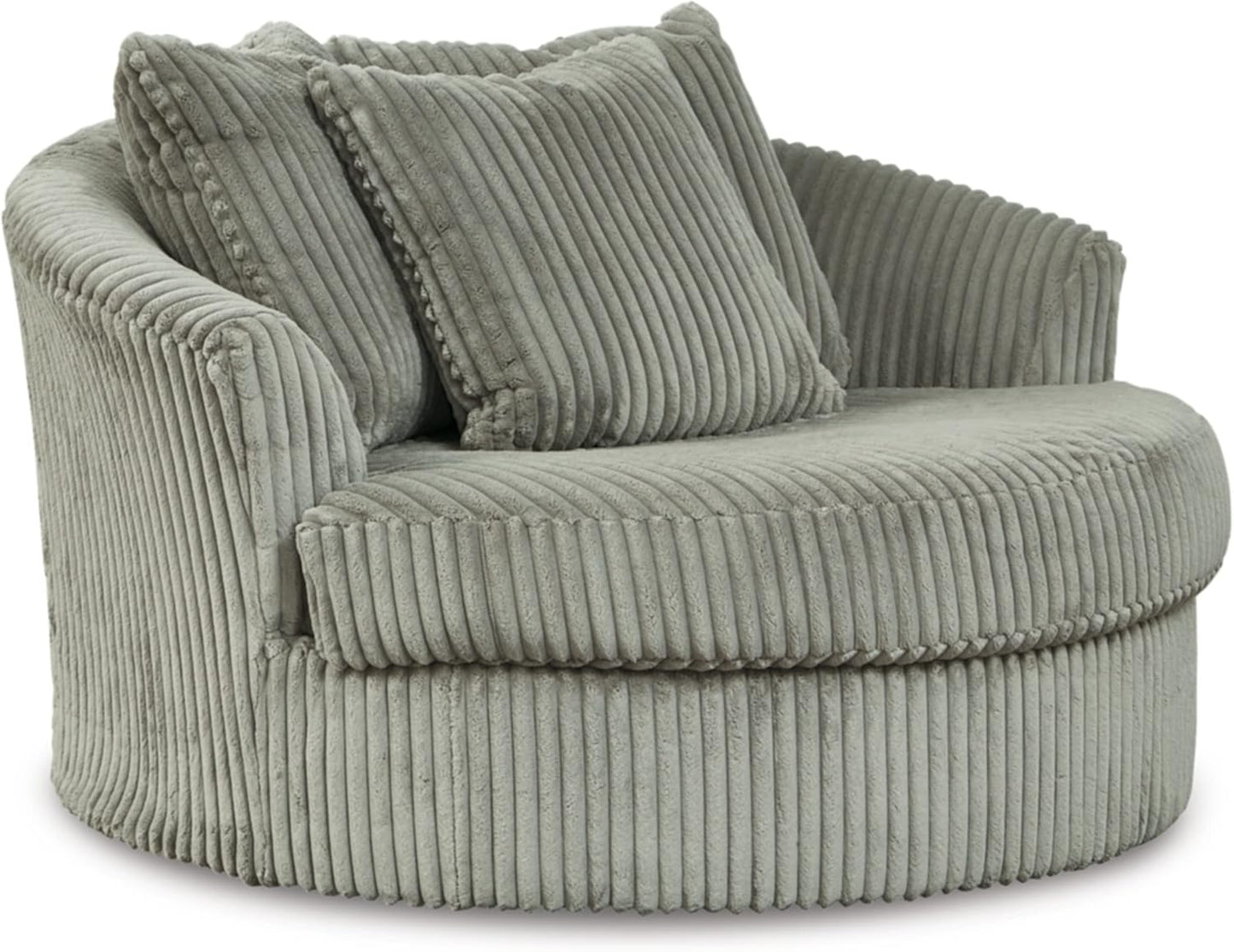 Oversized Oval Swivel Accent Chair, Gray