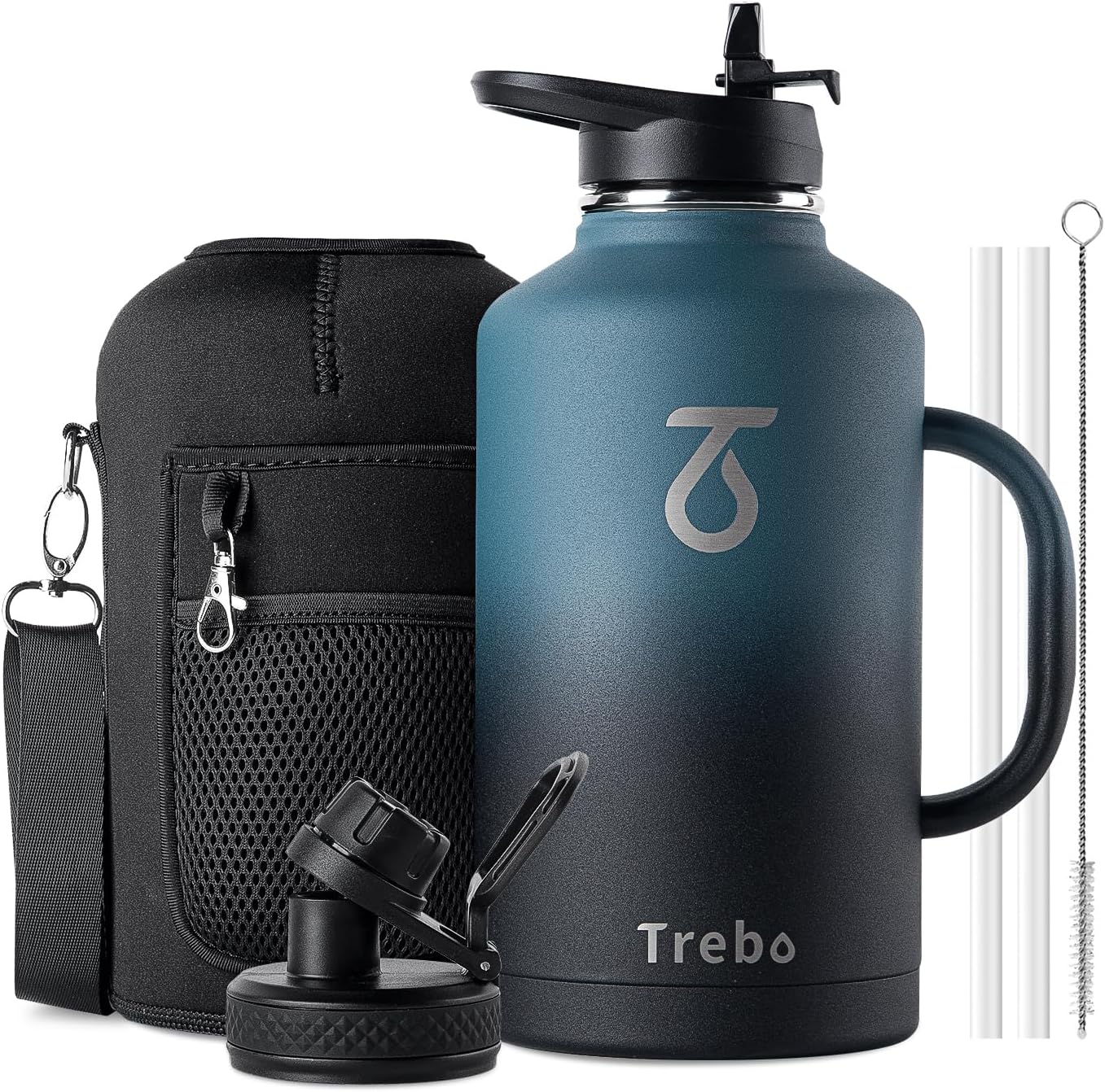 Trebo 64 oz Insulated Water Bottle with Handle for All Needs