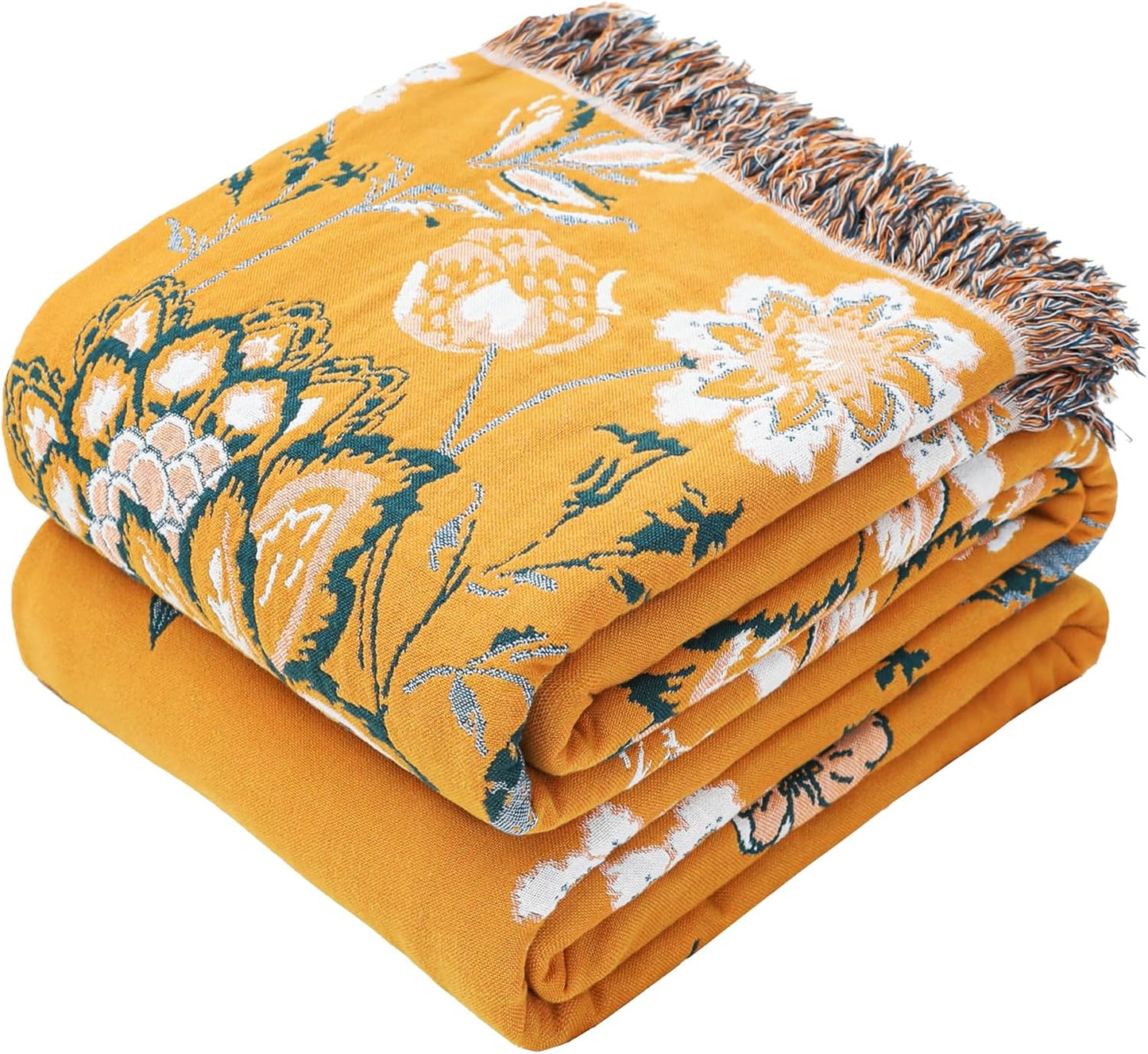 Boho Large Throw Blanket - 100% Organic Cotton Soft Decor