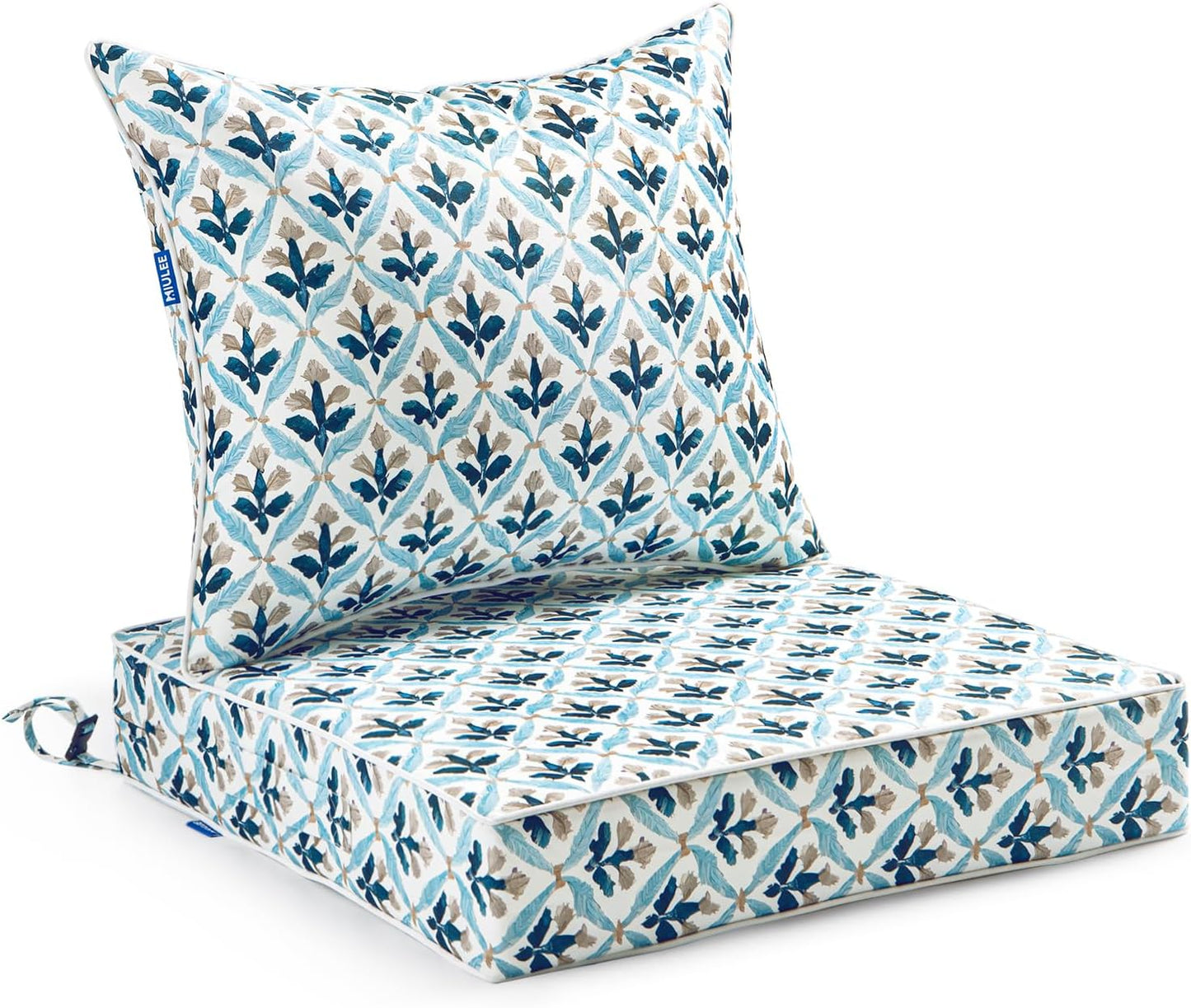 MIULEE Outdoor Seat Cushion Set Waterproof Floral Pattern 24 in