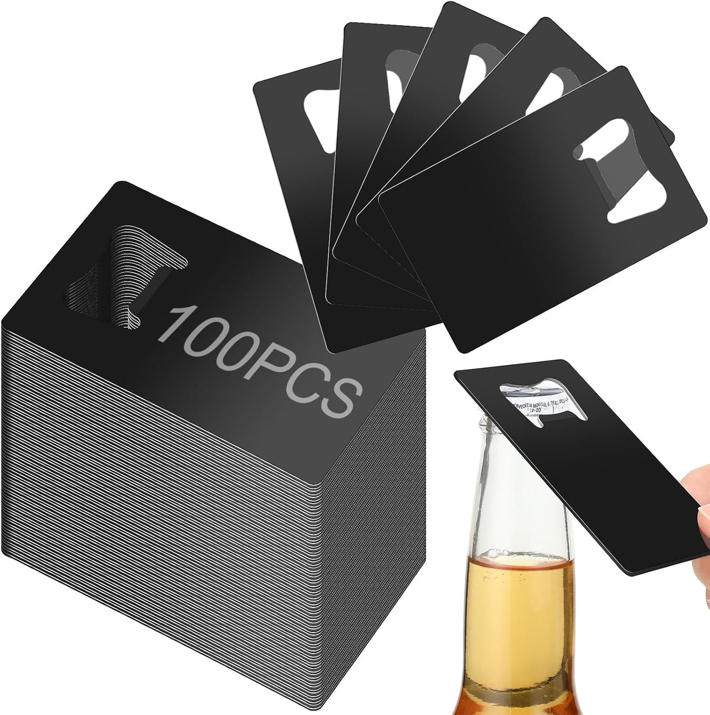 Nuogo 100 Pcs Stainless Steel Card Bottle Openers for Parties