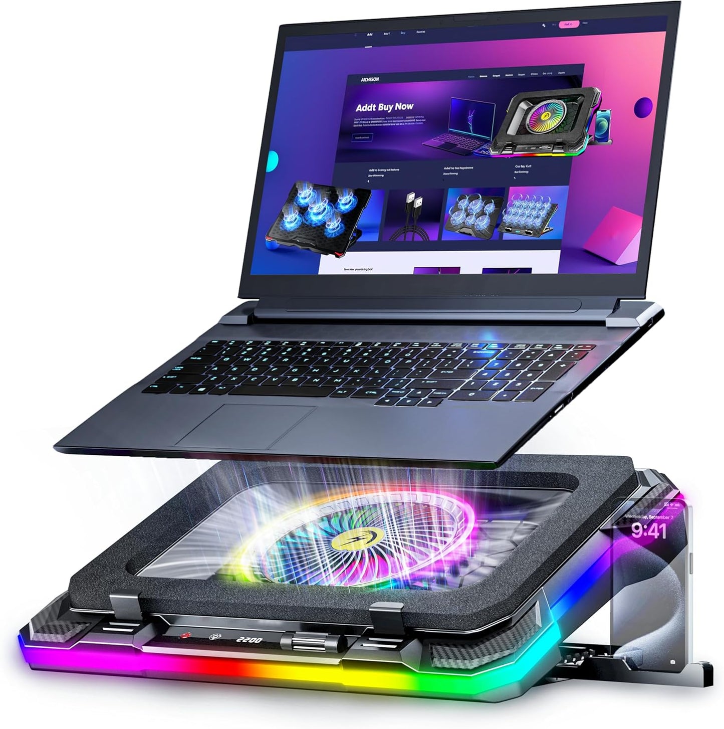AICHESON Gaming Laptop Cooling Pad with RGB Lights and Fans