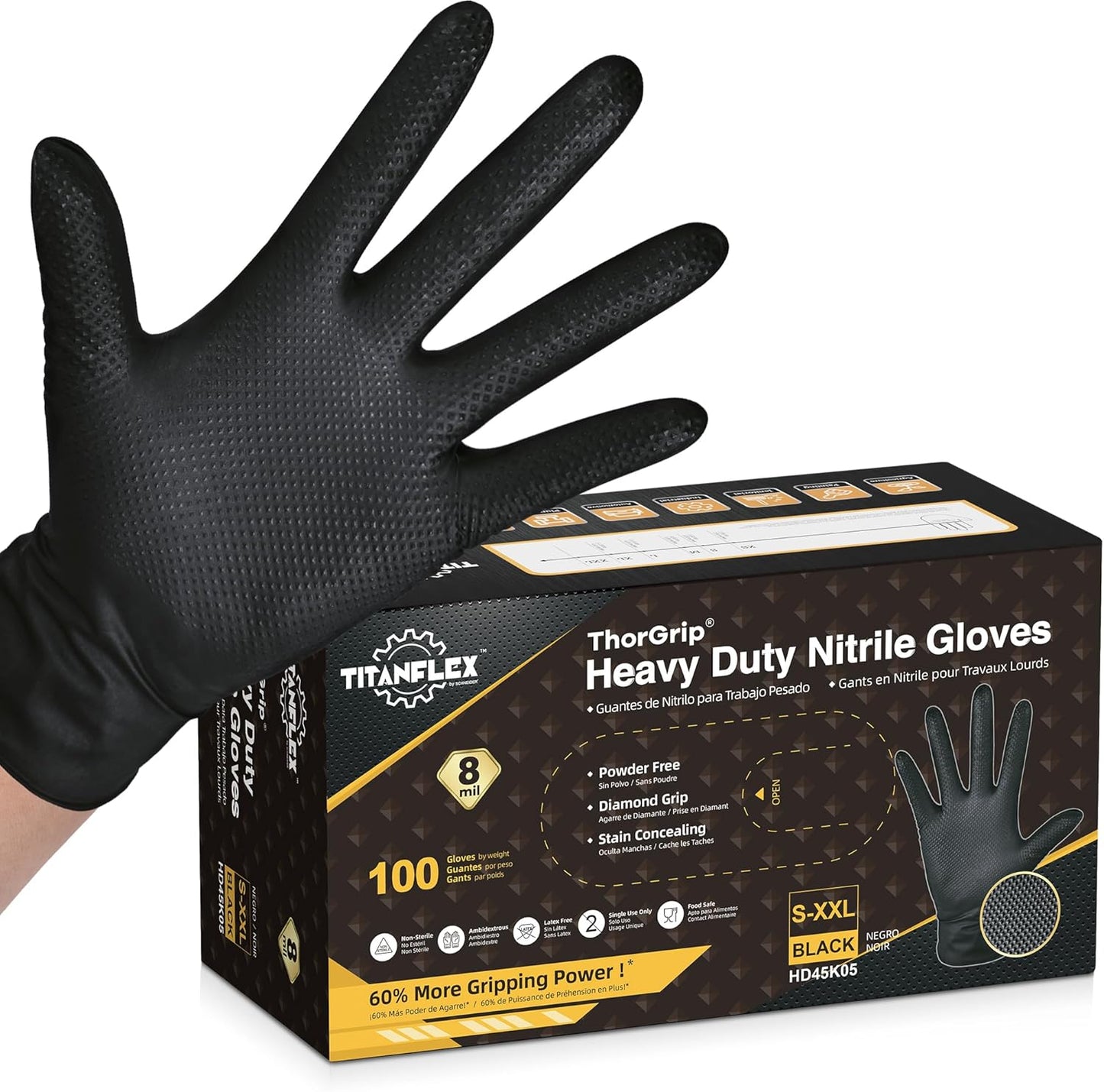 Schneider 8-mil Nitrile Gloves - Max Grip & Durability