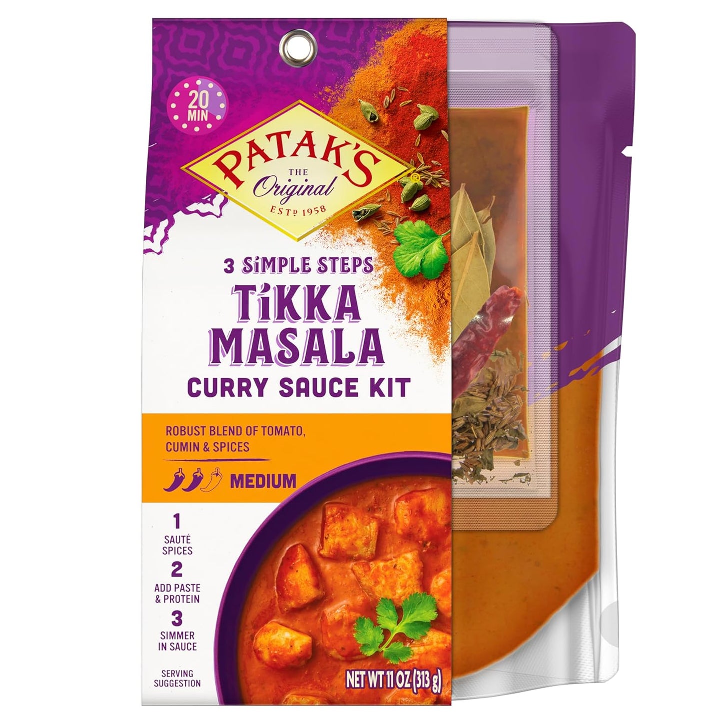 Patak's Tikka Masala Curry Sauce Kit for Authentic Indian Flavor