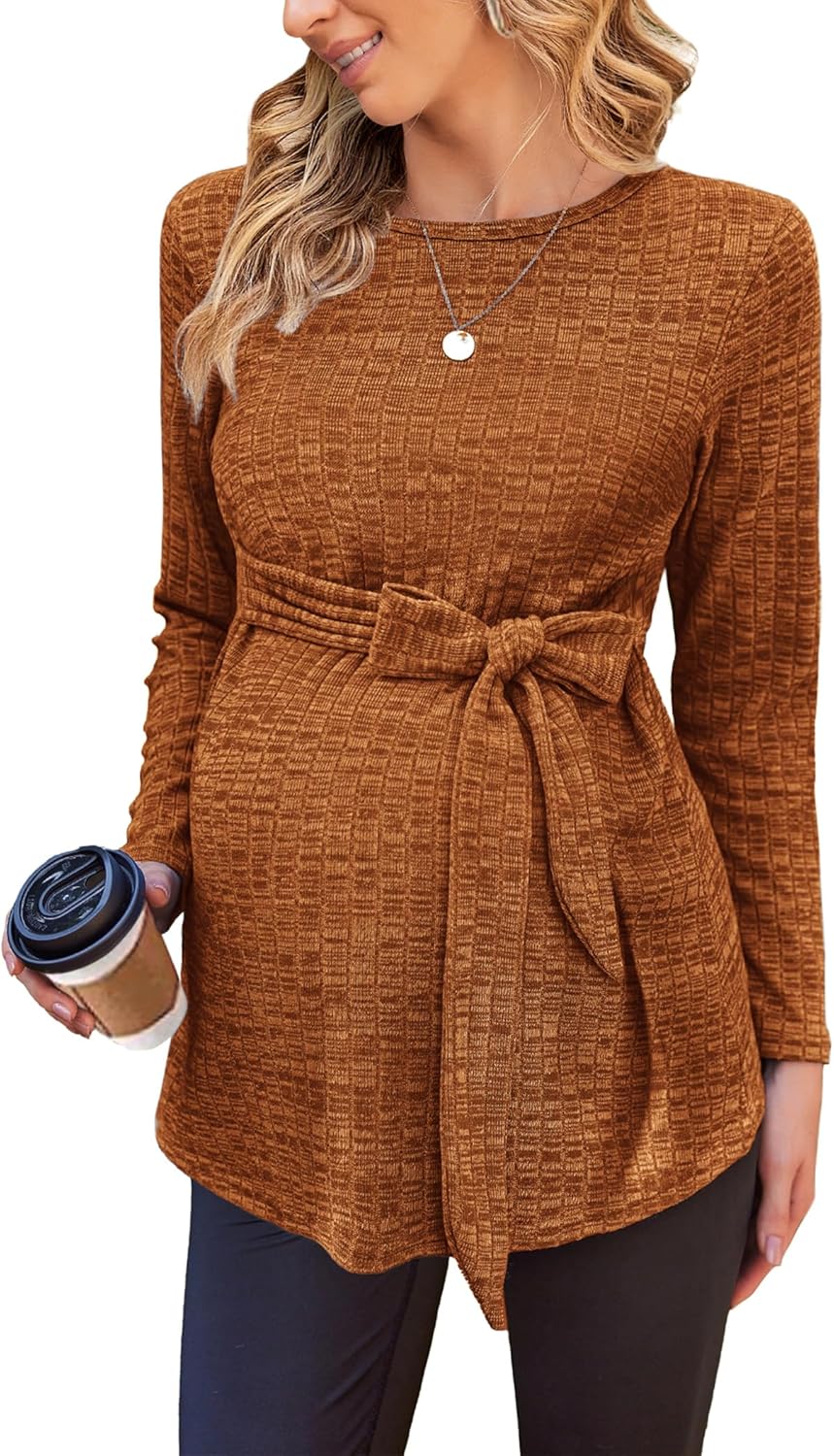 Ekouaer Women's Maternity Long Sleeve Shirts for Comfort