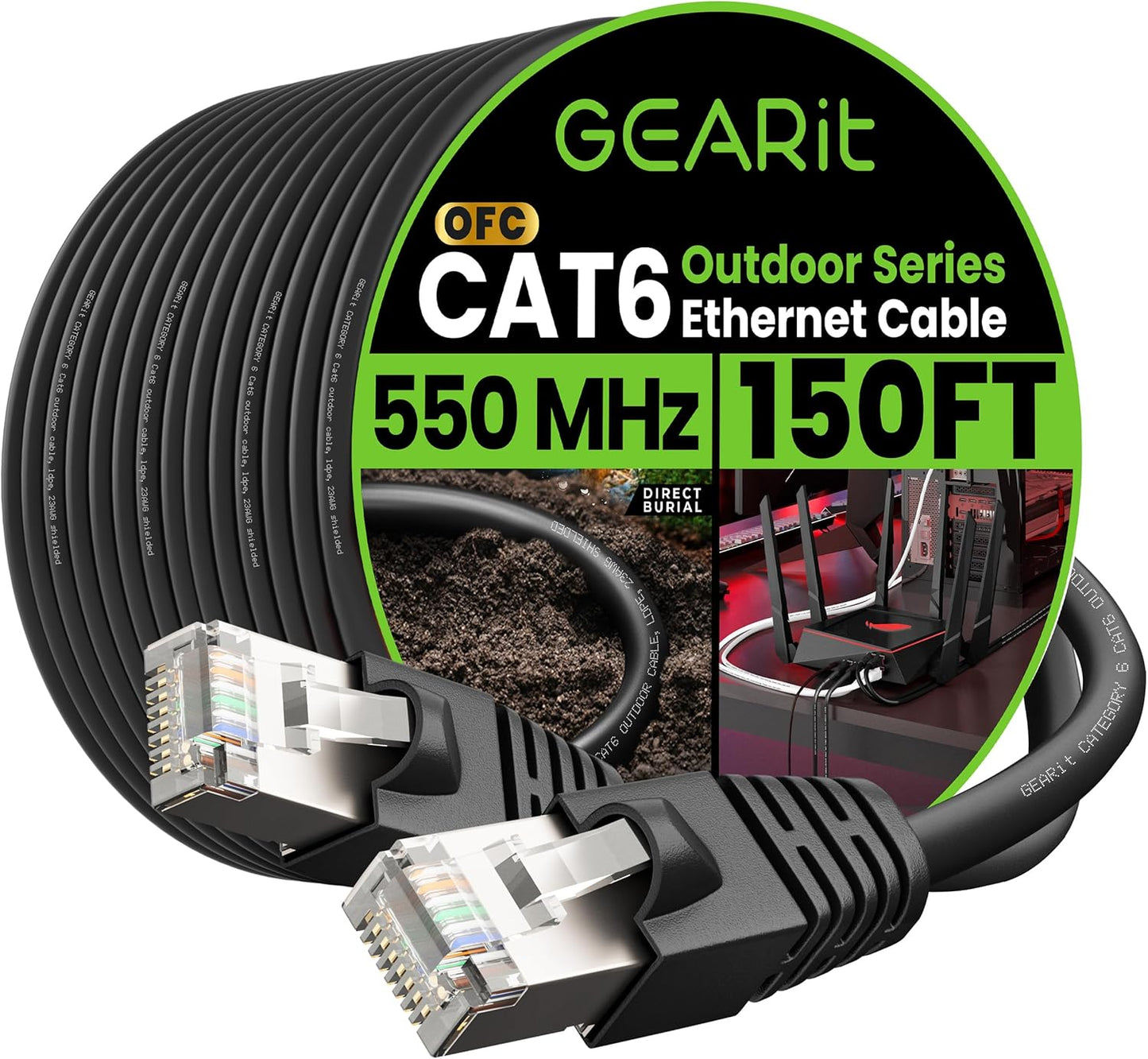 150ft GEARit Cat6 Outdoor Ethernet Cable - Weatherproof & Reliable