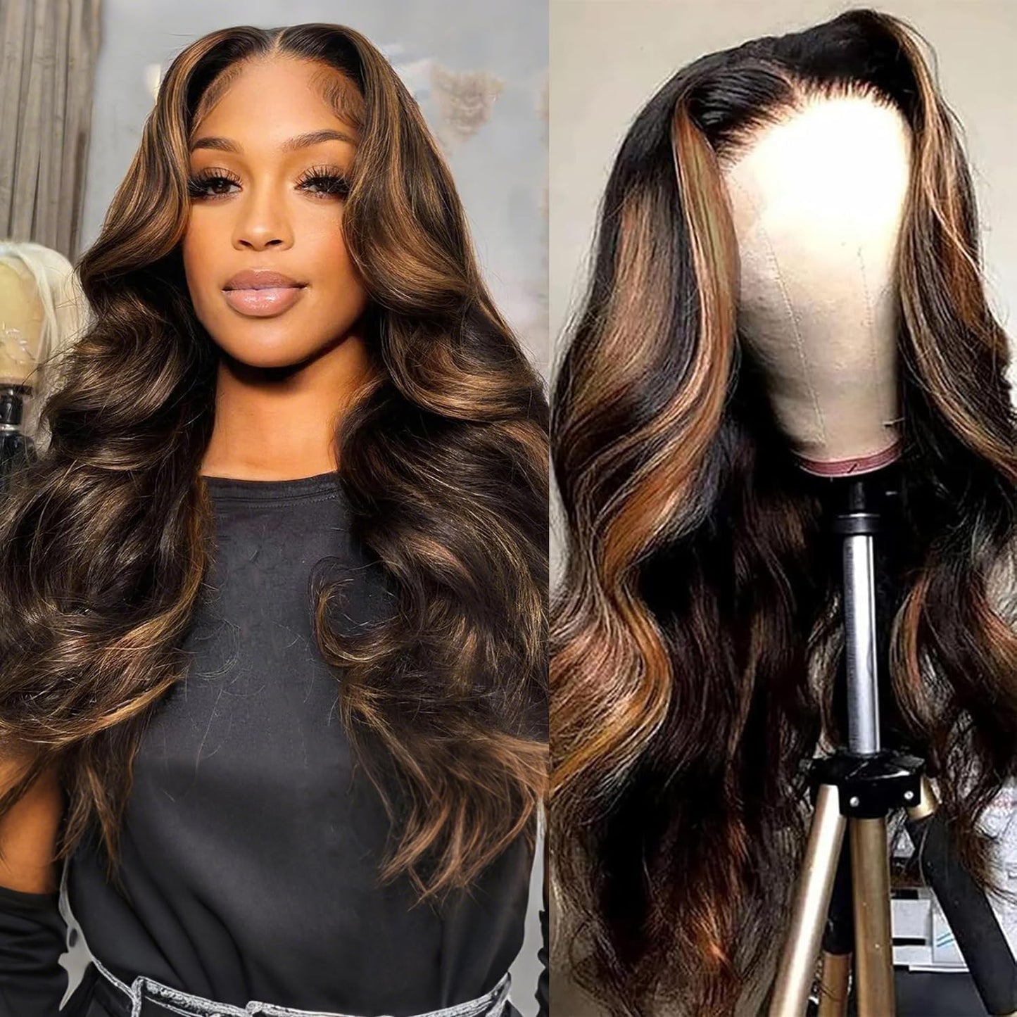 IDHERE Ombre Lace Front Wig Human Hair 13x4 Body Wave Style