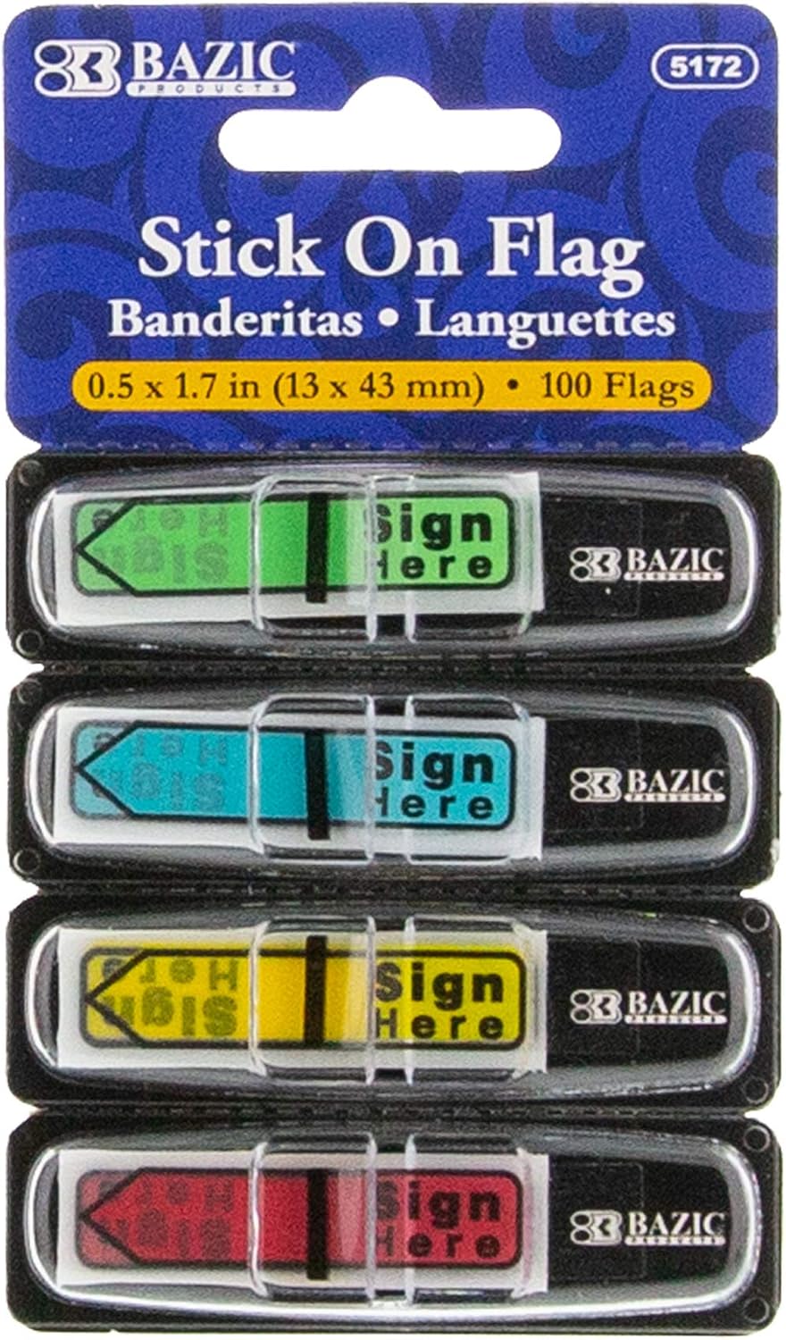 BAZIC Neon Page Markers Dispensers for Colorful Indexing