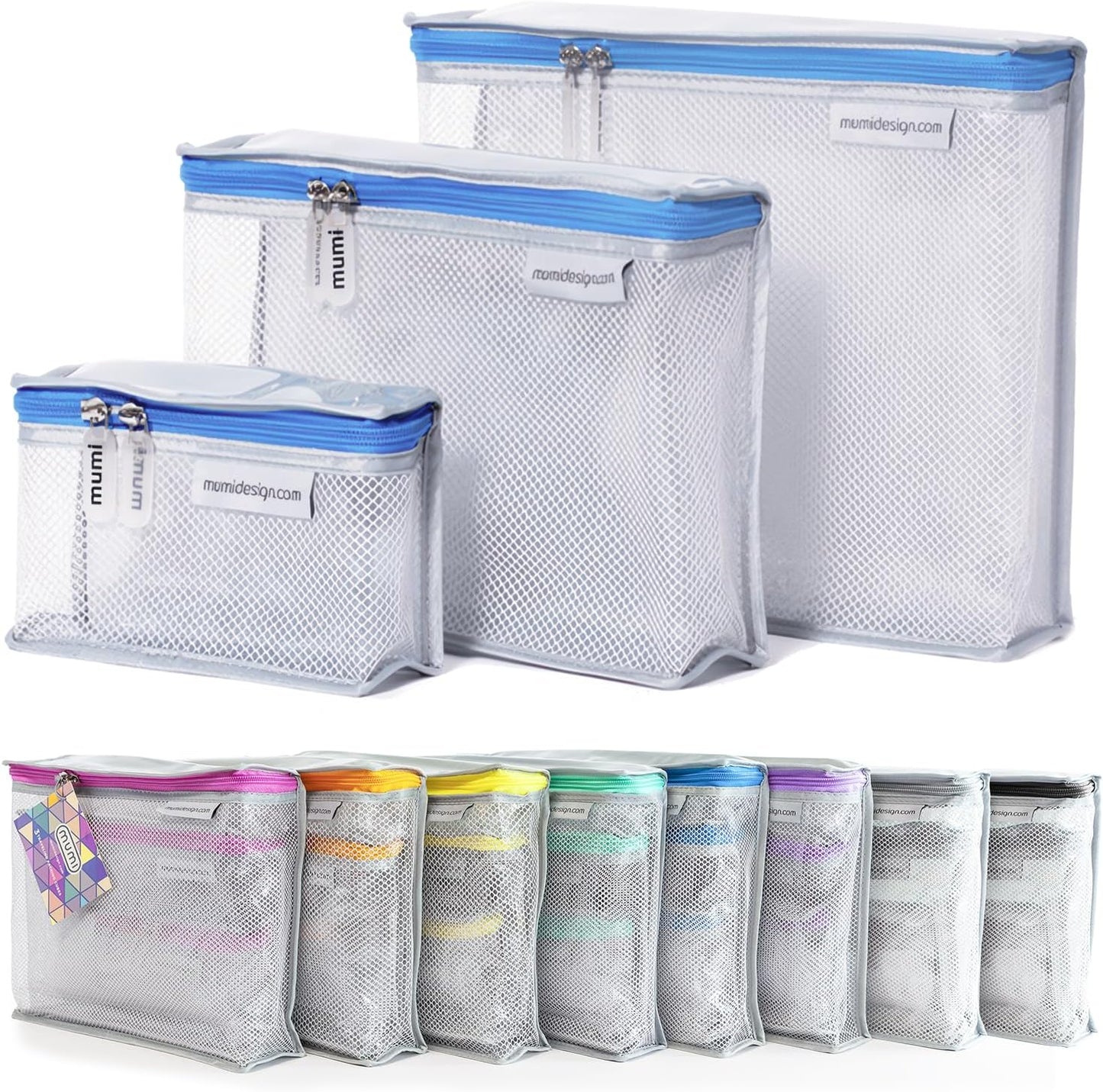MUMI Travel Toiletry Bag Set of 3 Clear TSA Approved Bags