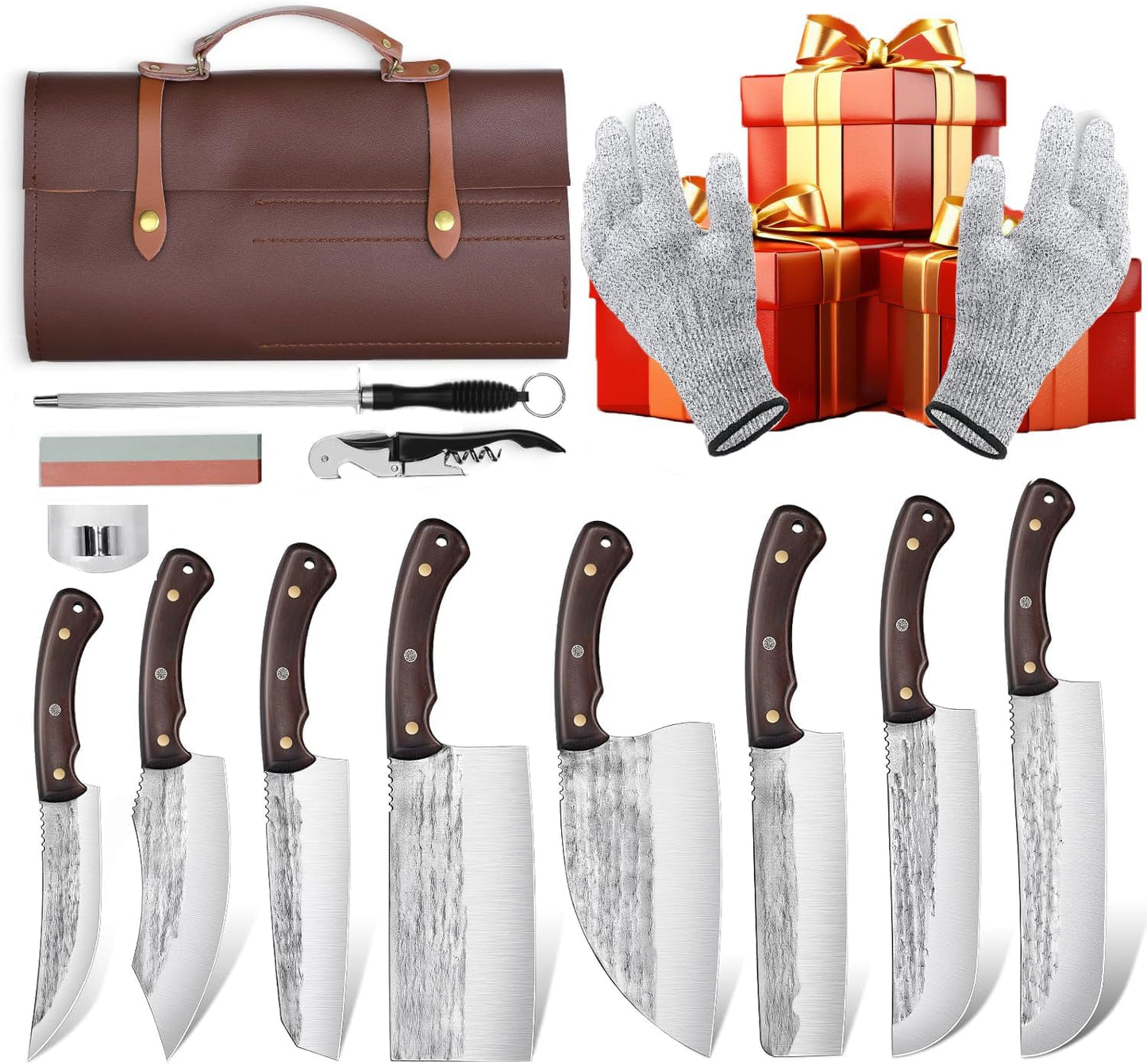 Premium 14PCS Butcher Knife Set for Meat Cutting and BBQ