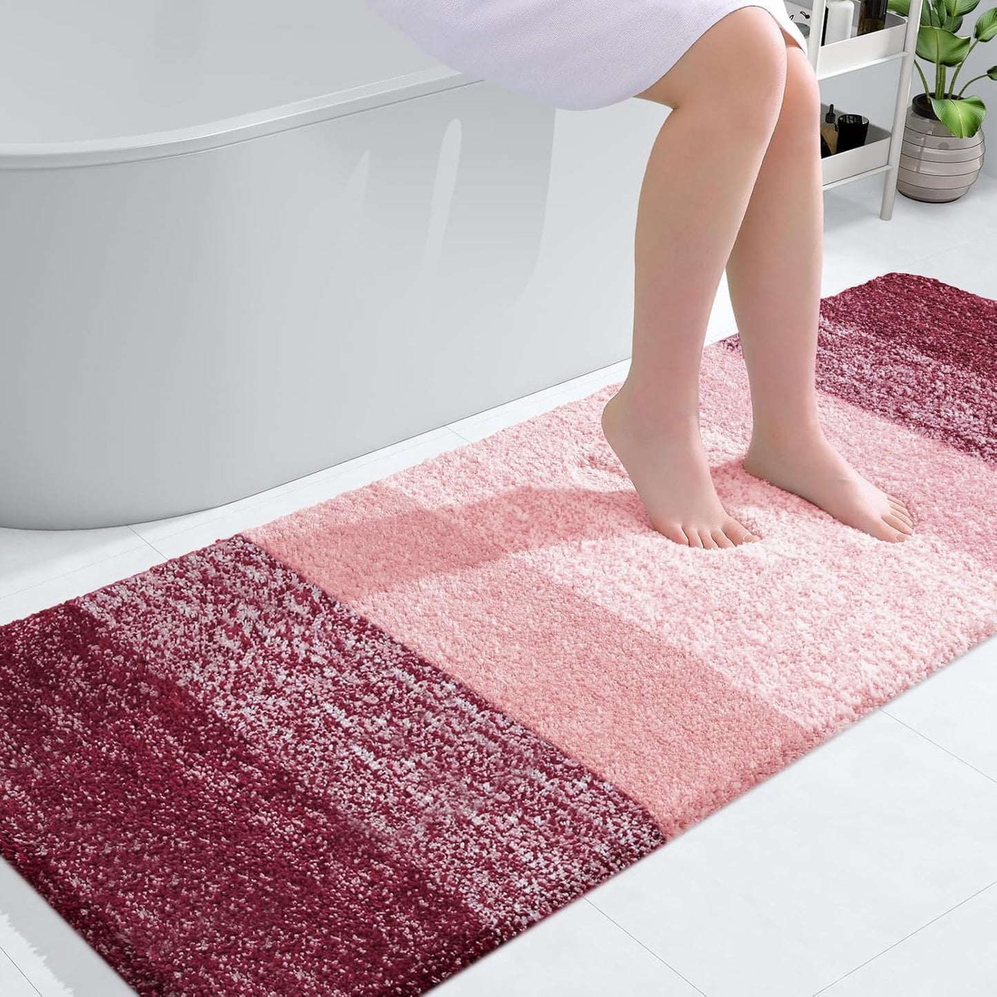 OLANLY Bathroom Runner Rugs 59x24, Soft Microfiber Bath Mats