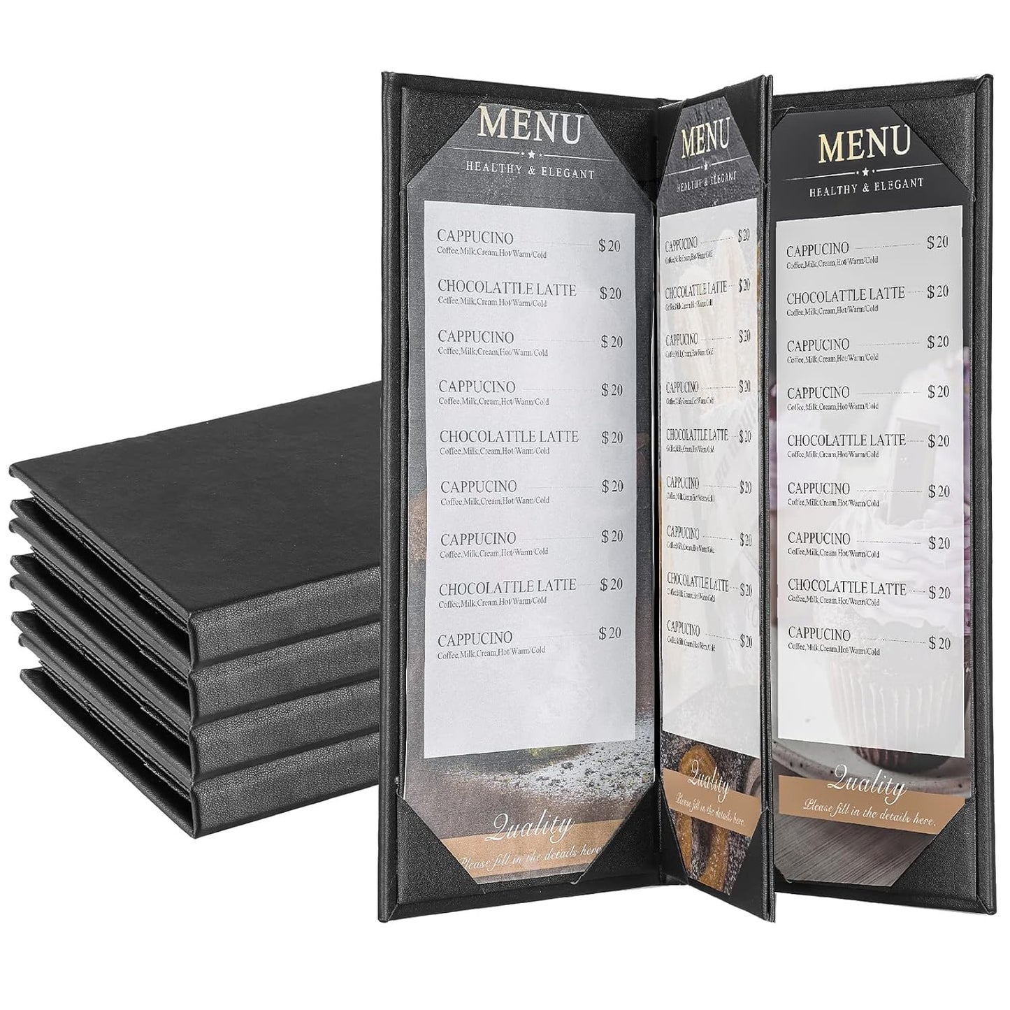 4 View Menu Holder Covers for Restaurants and Coffee Bars
