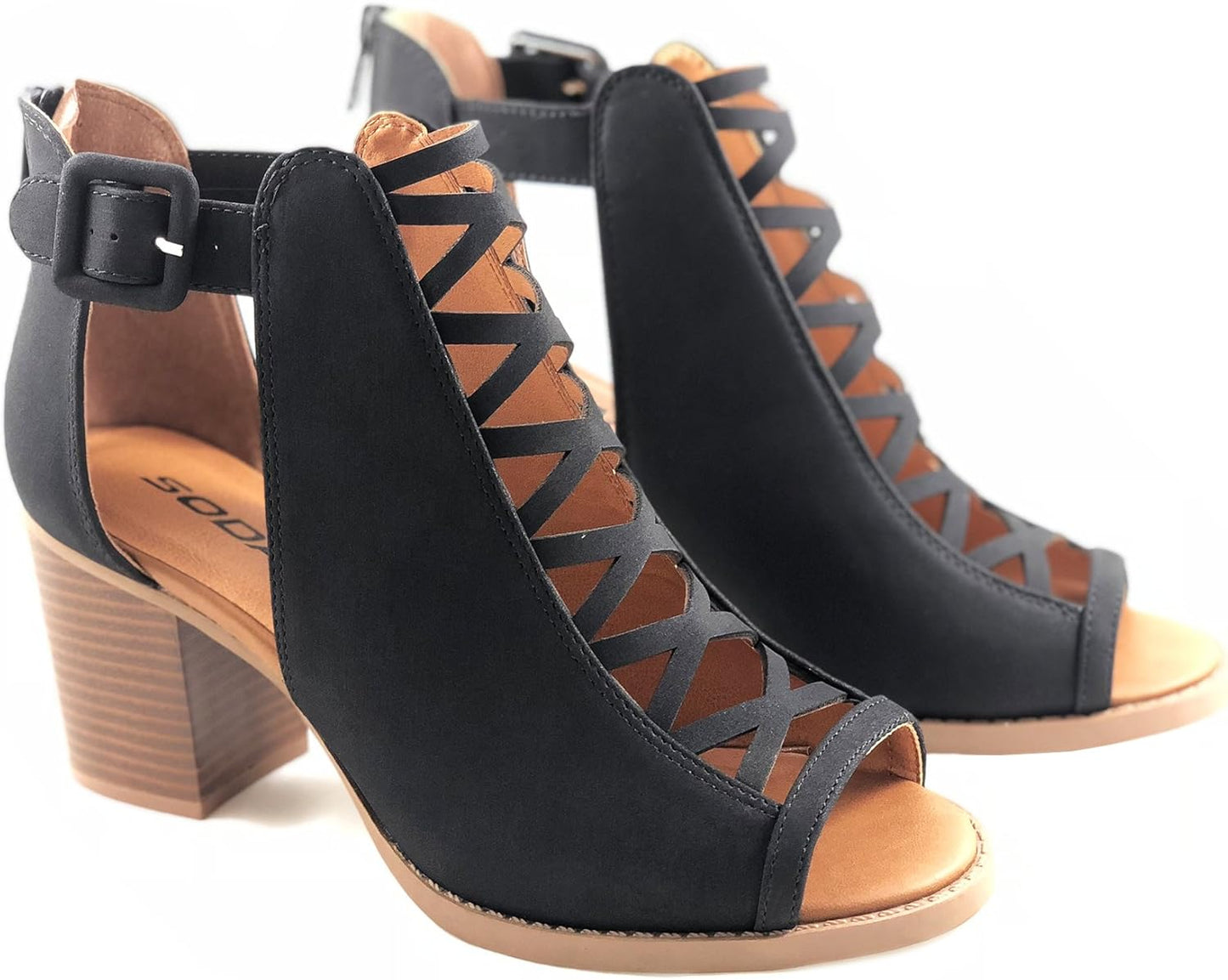 Soda Womens Fashion Aran Open Toe Heel Sandal for Stylish Comfort