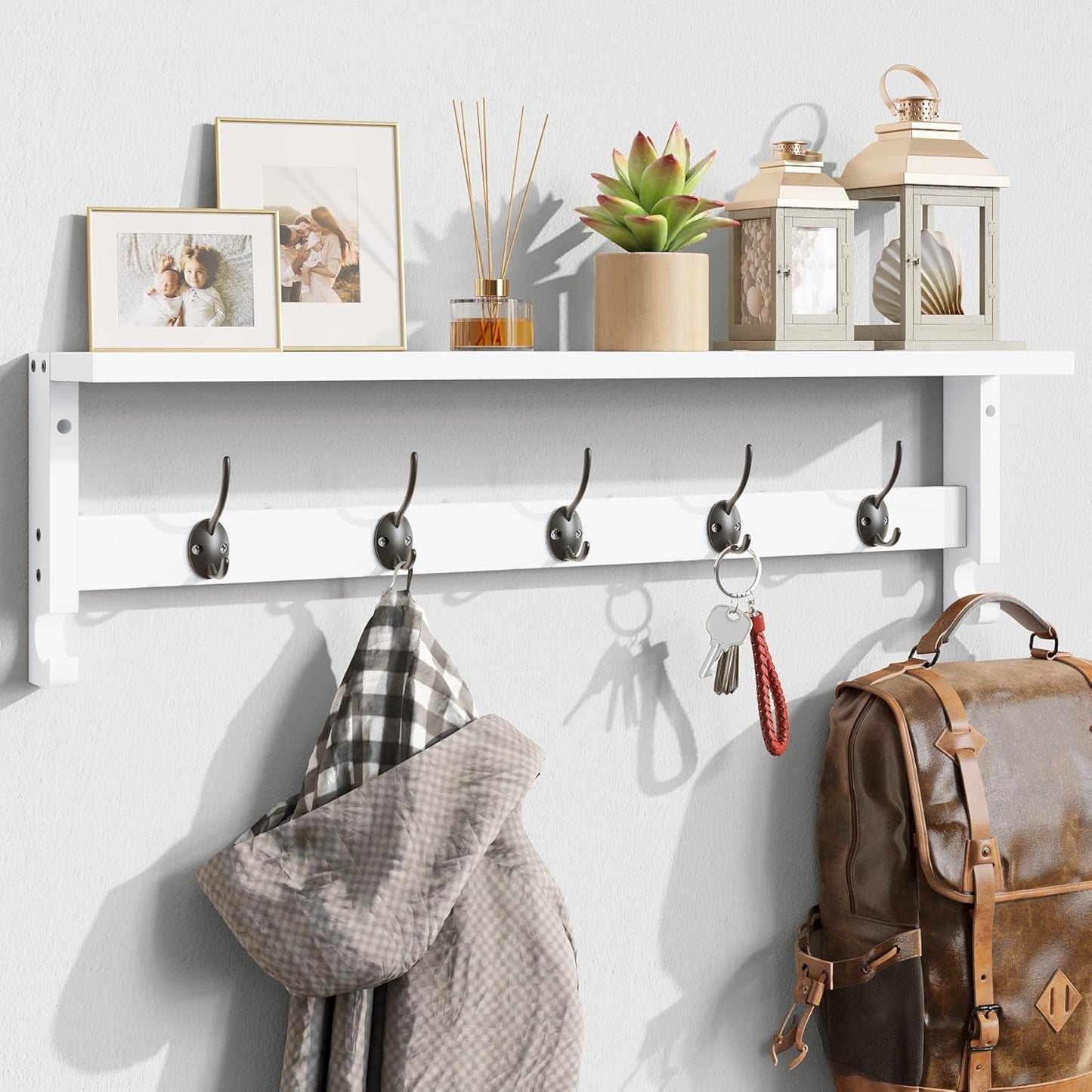 AMBIRD Coat Rack Wall Mount with Shelf for Entryway and More