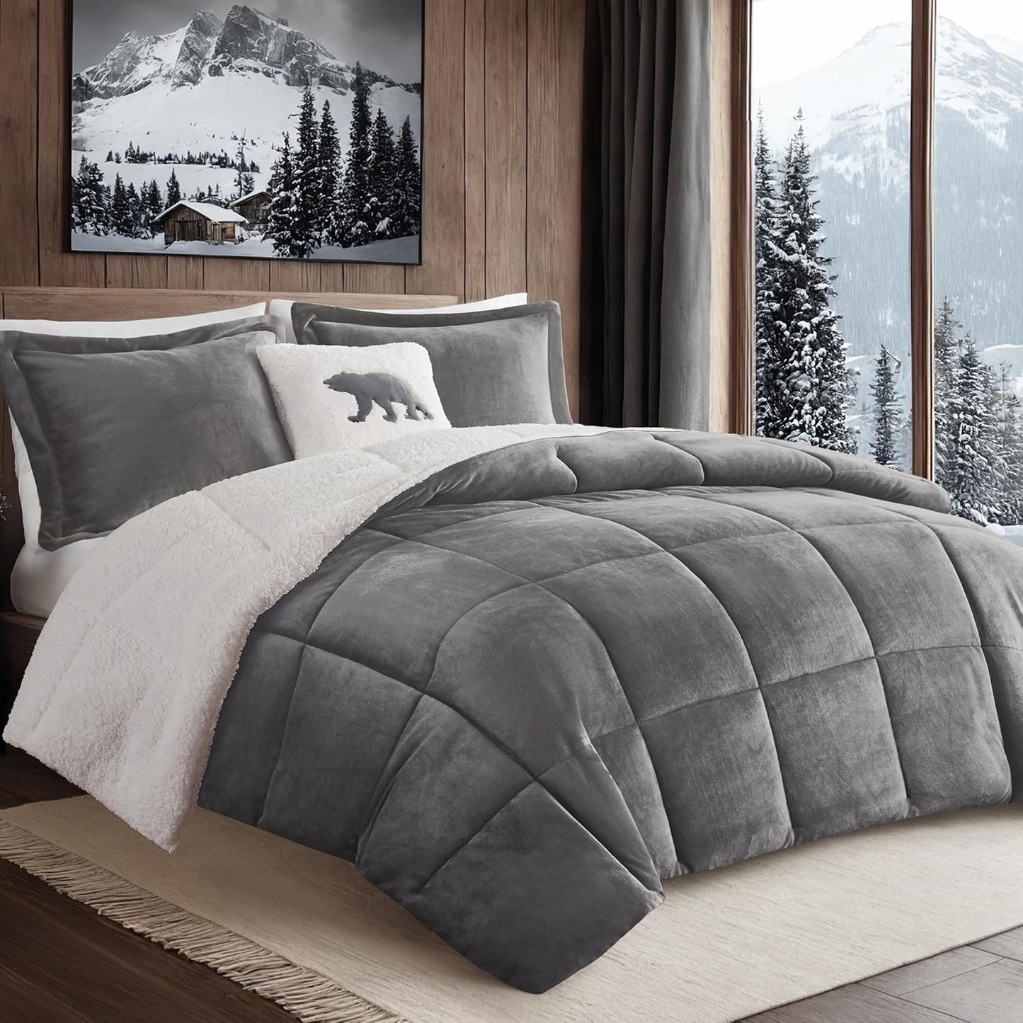 Woolrich Reversible Comforter Set Ultra Soft Plush for Winter