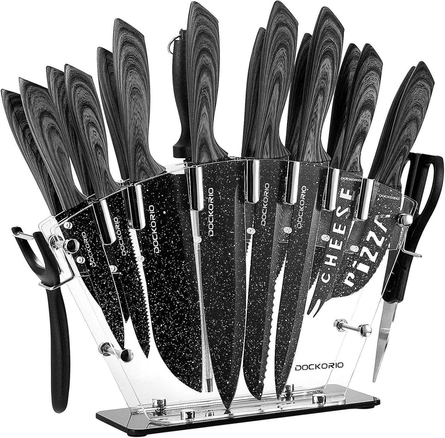 All in One Kitchen Knife Set with Block - 19 PCS High Carbon Steel