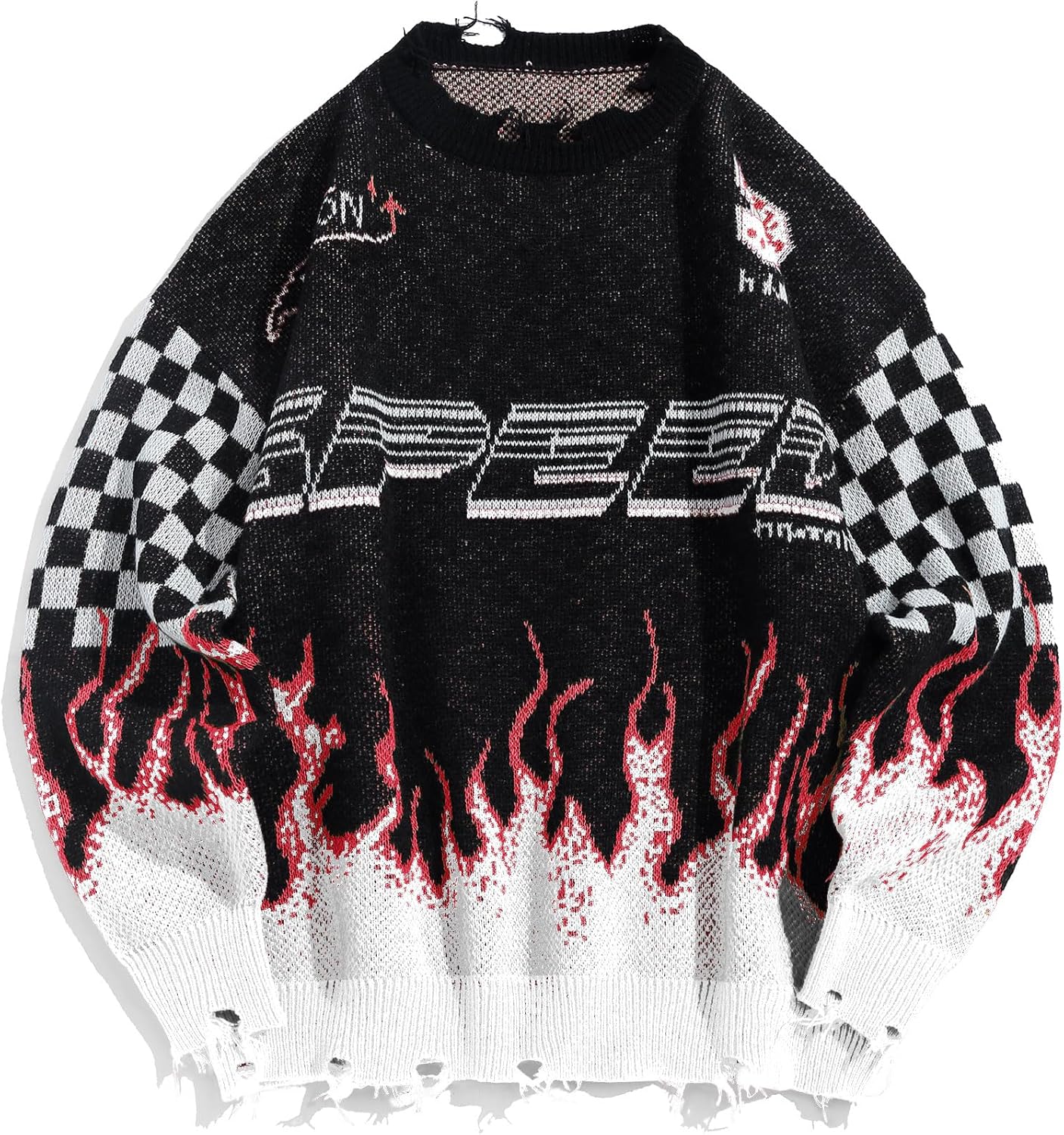 ZAFUL Men's Oversized Sweater with Flame Graphic for Casual Wear
