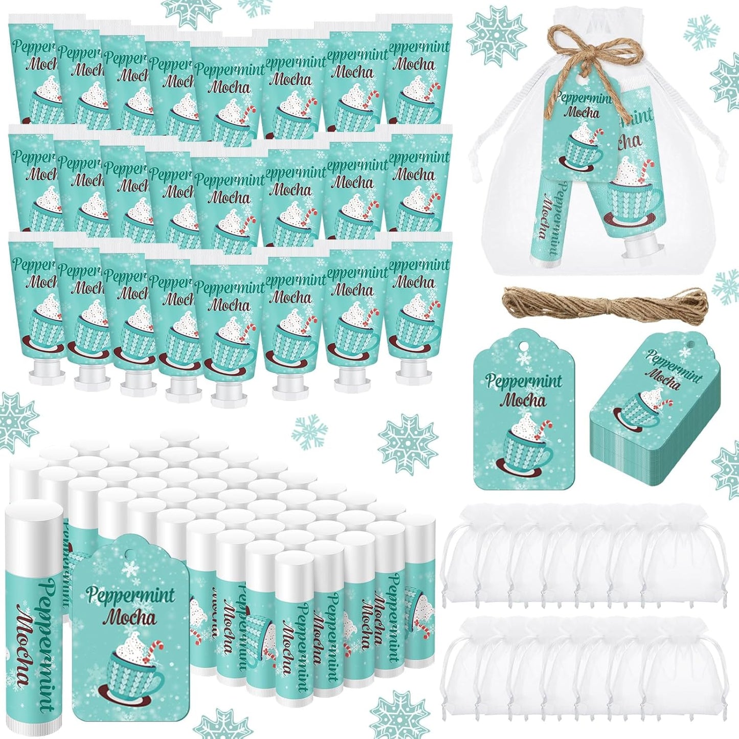 48 Sets Peppermint Mocha Hand Cream and Lip Balm Gift Set