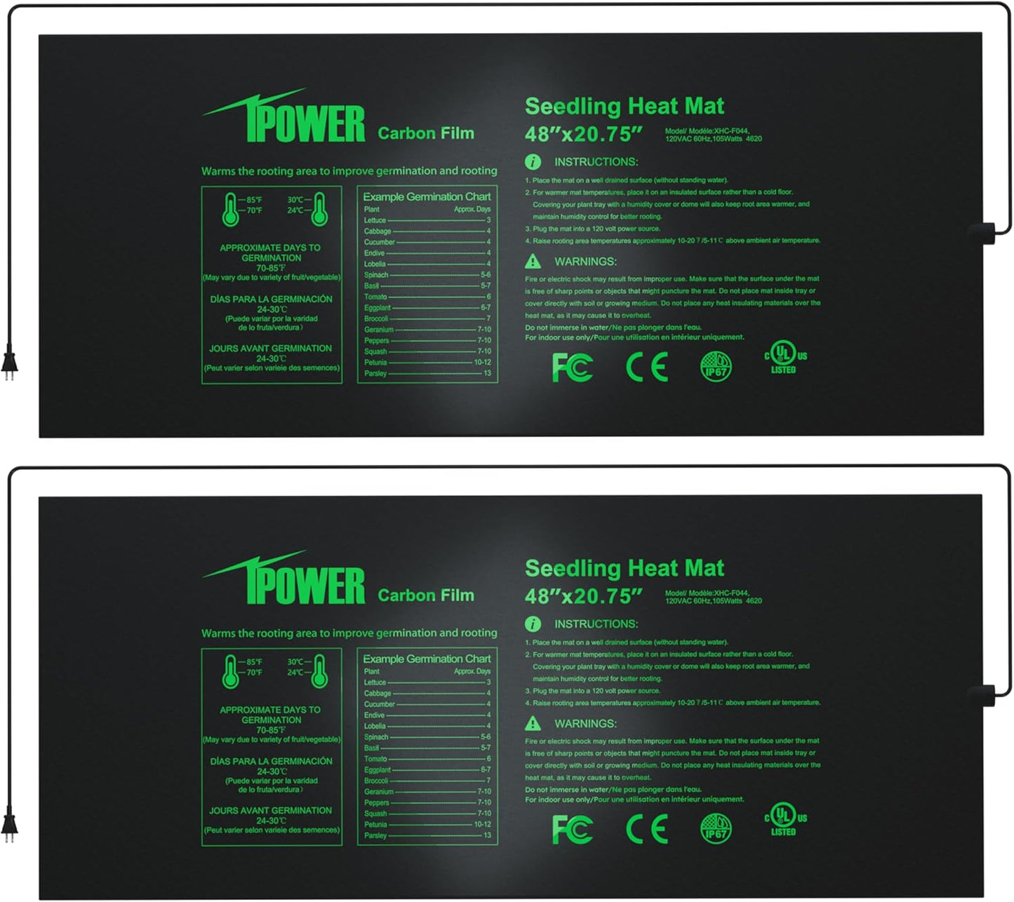 iPower 48in x 20.75in Seeding Heat Mat for Plant Germination