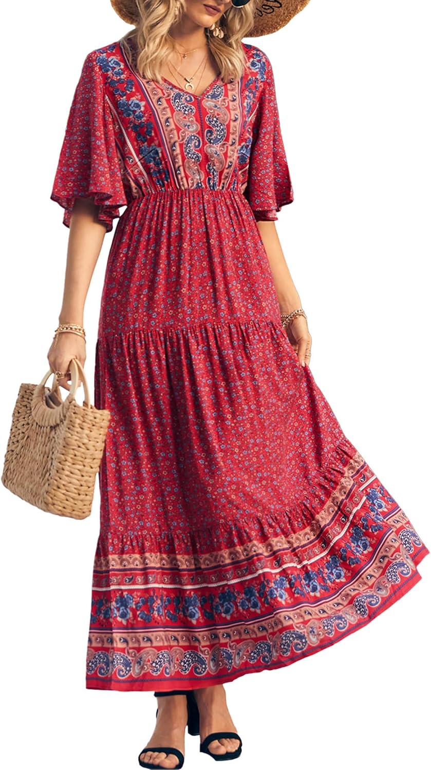 Boho Floral Maxi Dress for Women - Perfect Summer Vacation Style