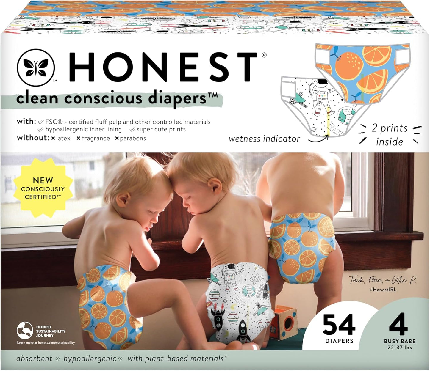Honest Co. Plant-Based Space Travel Diapers | Size 4, 54 Count