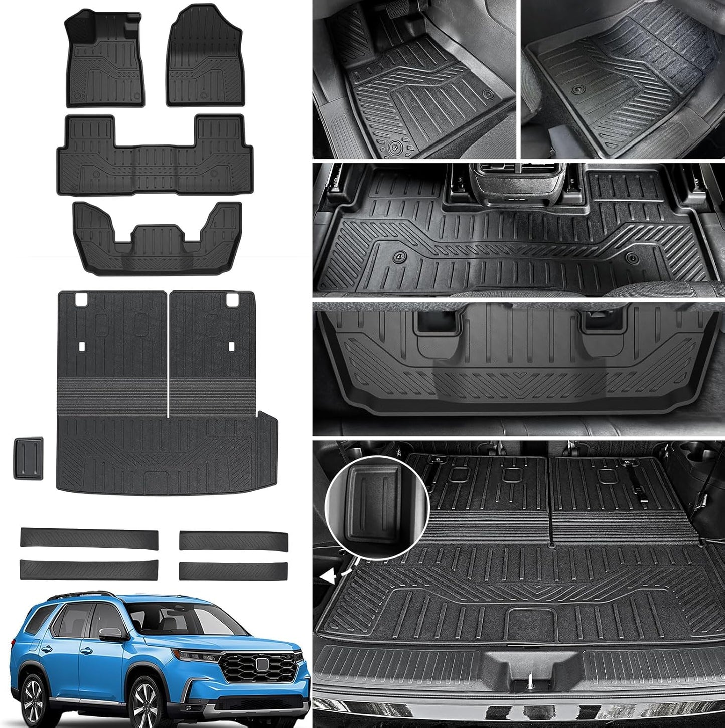 Custom Floor Mats for Honda Pilot 2023 2024 2025 with Backrest