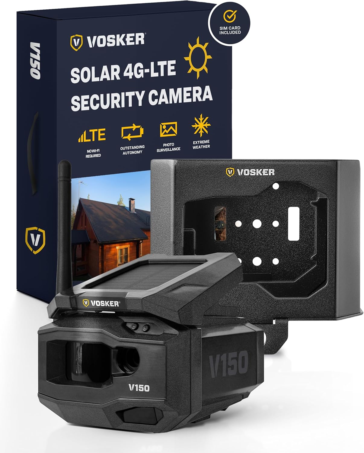 Vosker V150 Solar LTE Security Cam | Motion Activated Night Vision | Mobile App Alerts