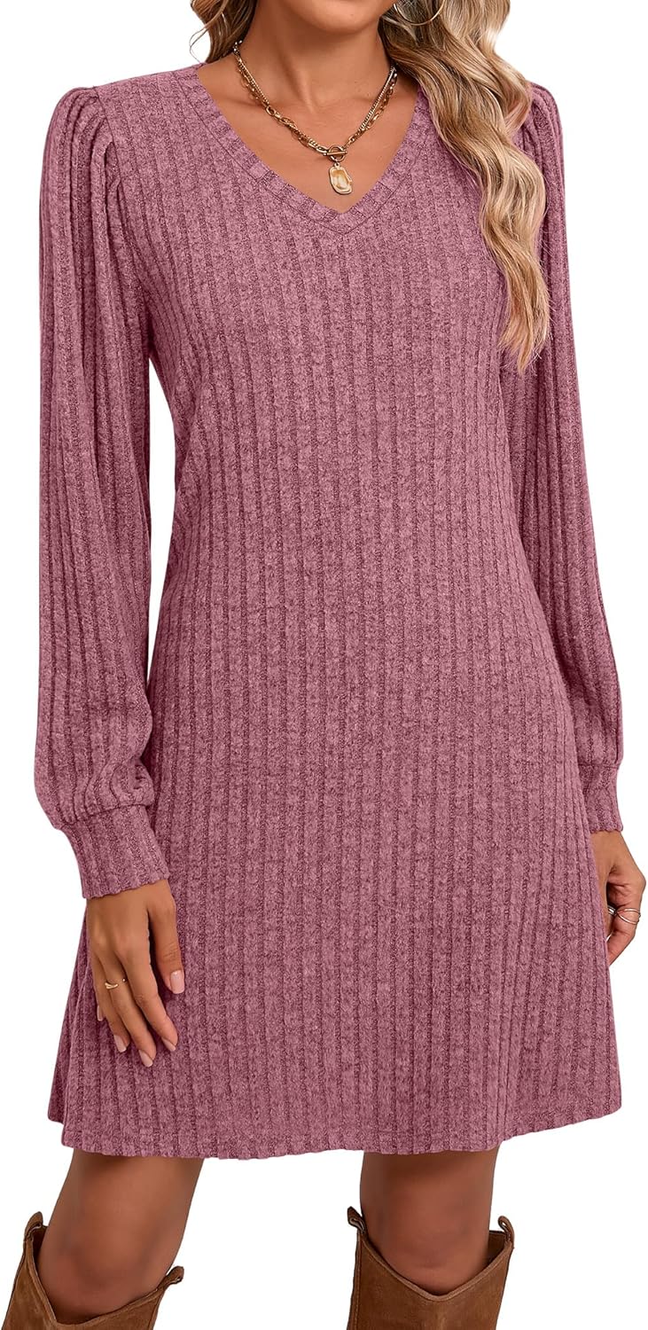 Ficerd Women's Knit Long Sleeve Sweater Dress for Fall Style