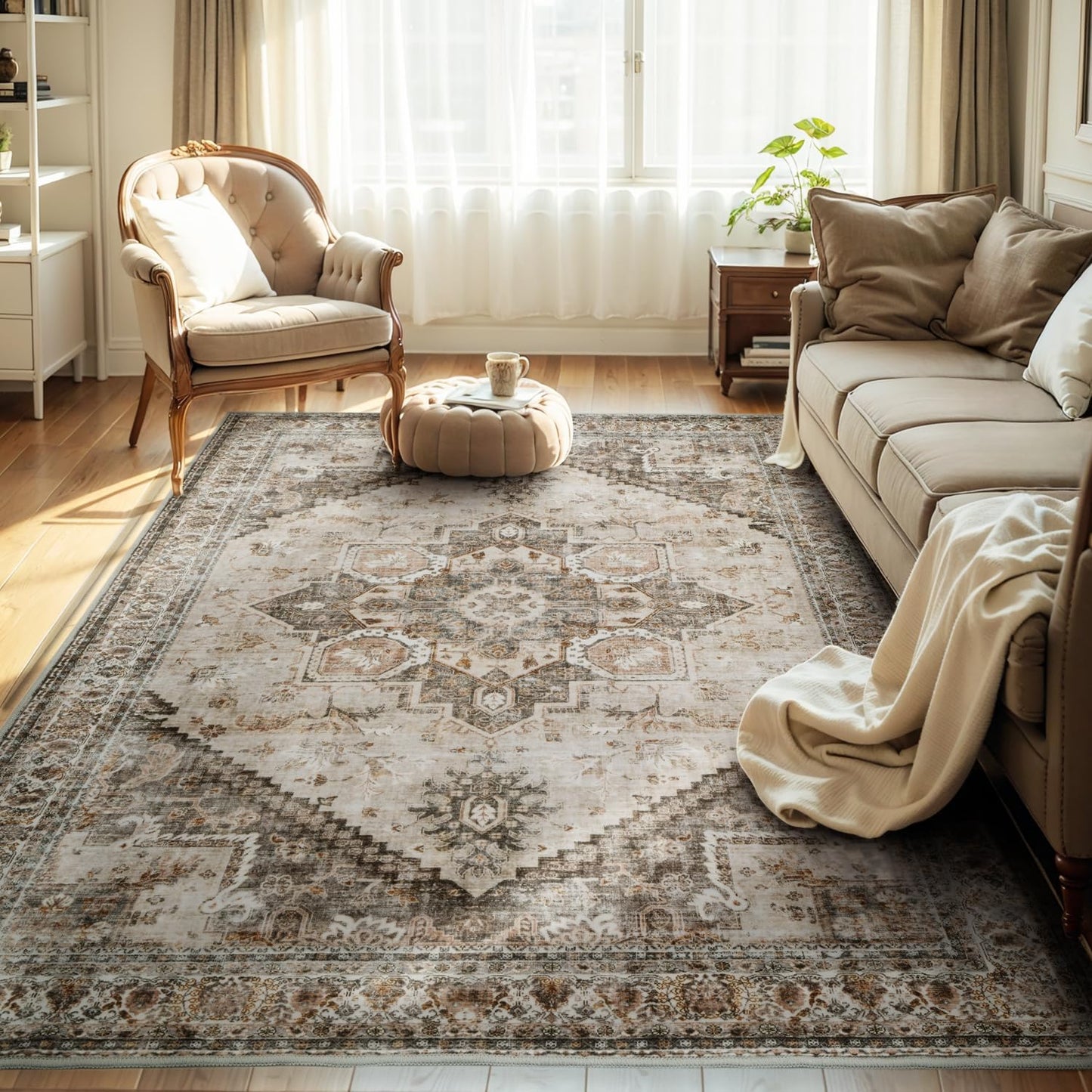 Beige Large 9x12 Area Rugs for Living Room and Bedroom Comfort
