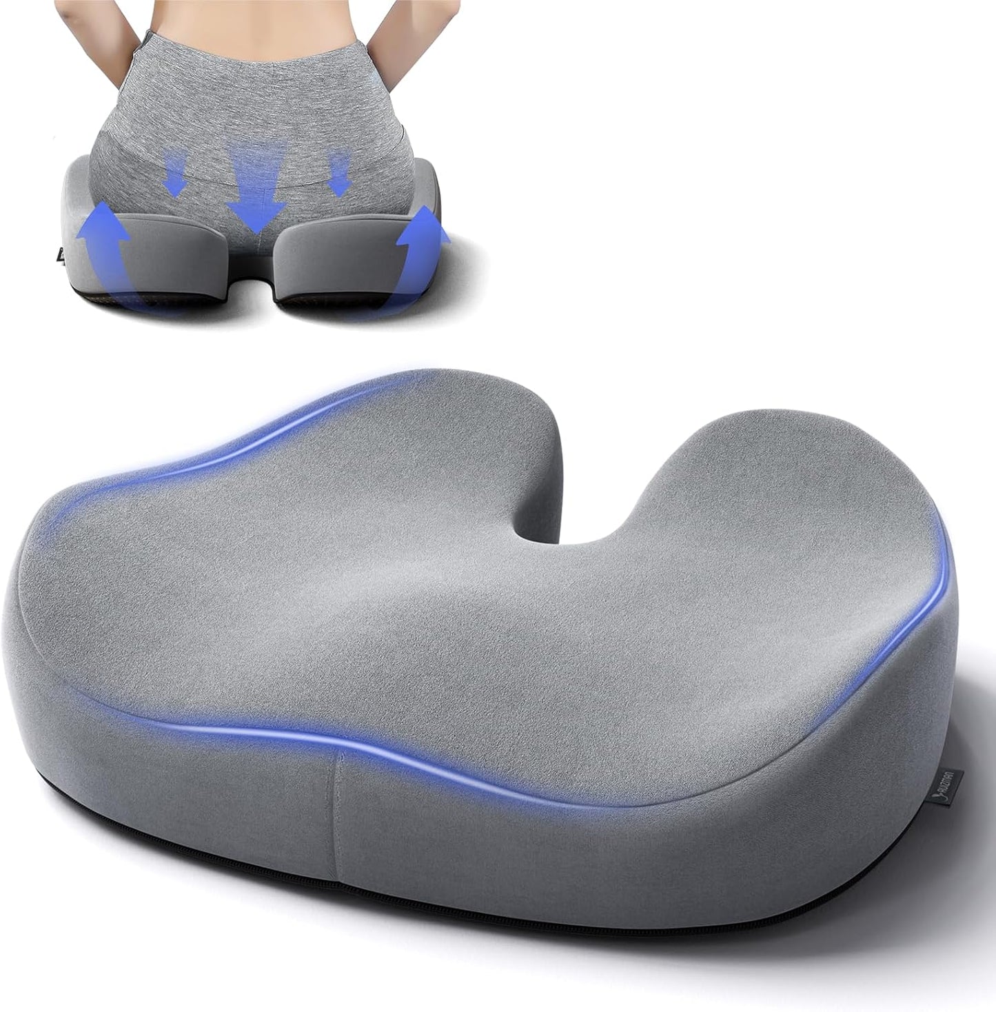 Memory Foam Butt Relief Cushion - XL Size (Dark Grey)