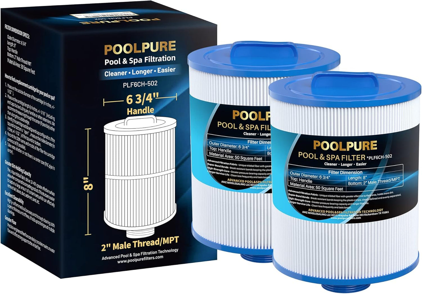 POOLPURE PAS50SV-F2M Spa Filter for Unicel and Filbur Models