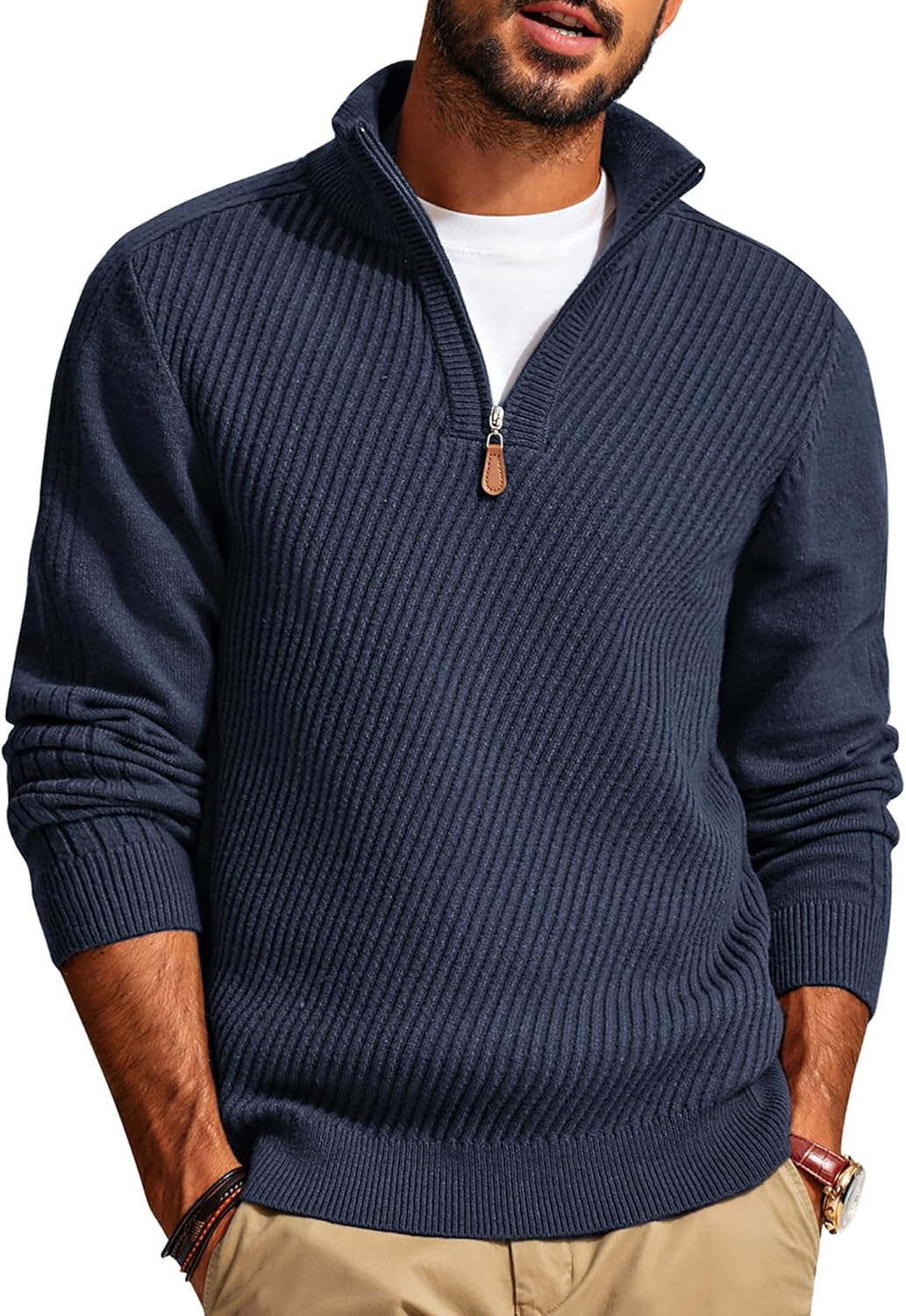 PJ PAUL JONES Mens Quarter Zip Pullover Sweater for All Occasions