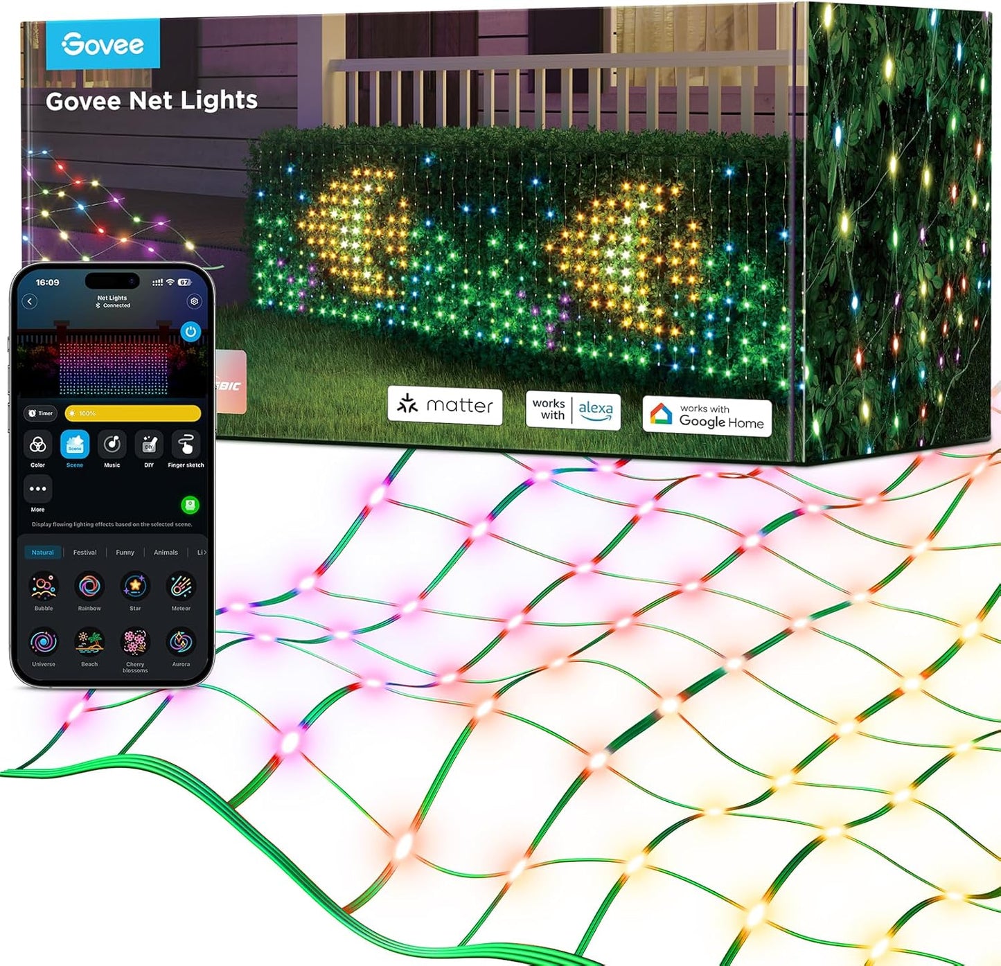 Govee RGBIC Net Lights: 64 Modes, Smart & Waterproof