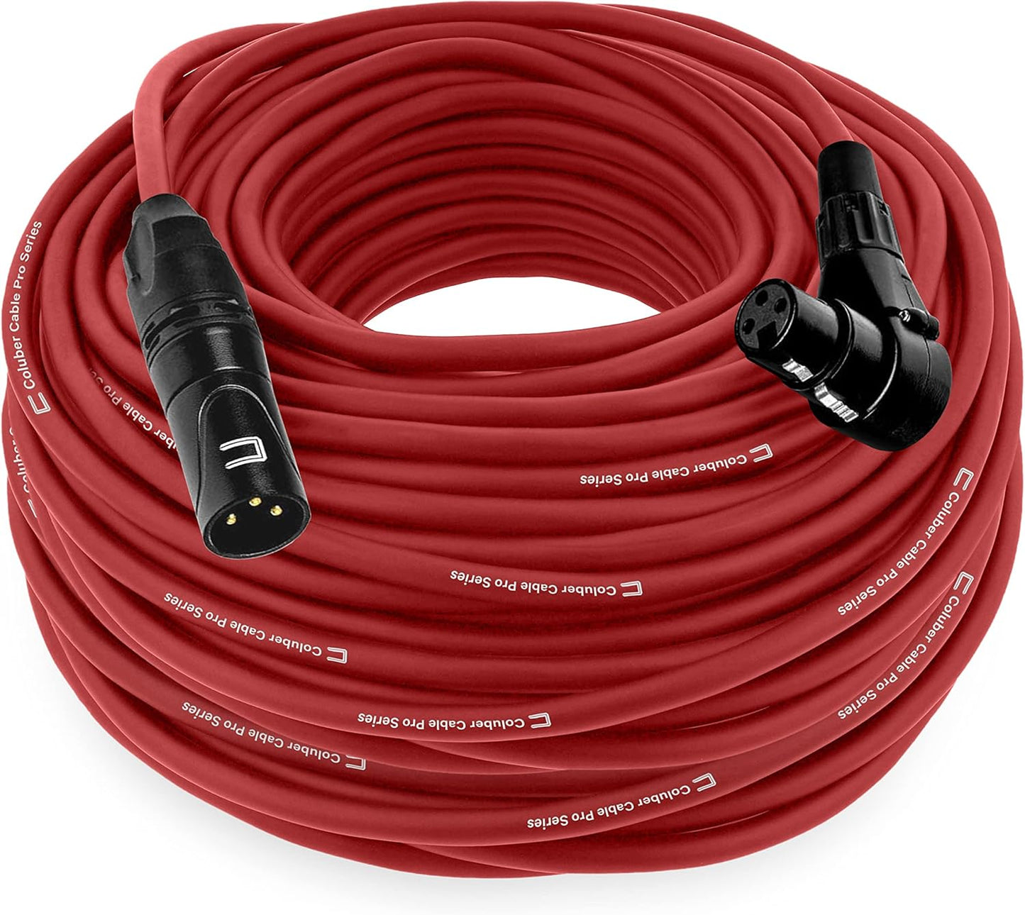 Balanced XLR Cable Male to Right Angle Female - 100 Feet Red