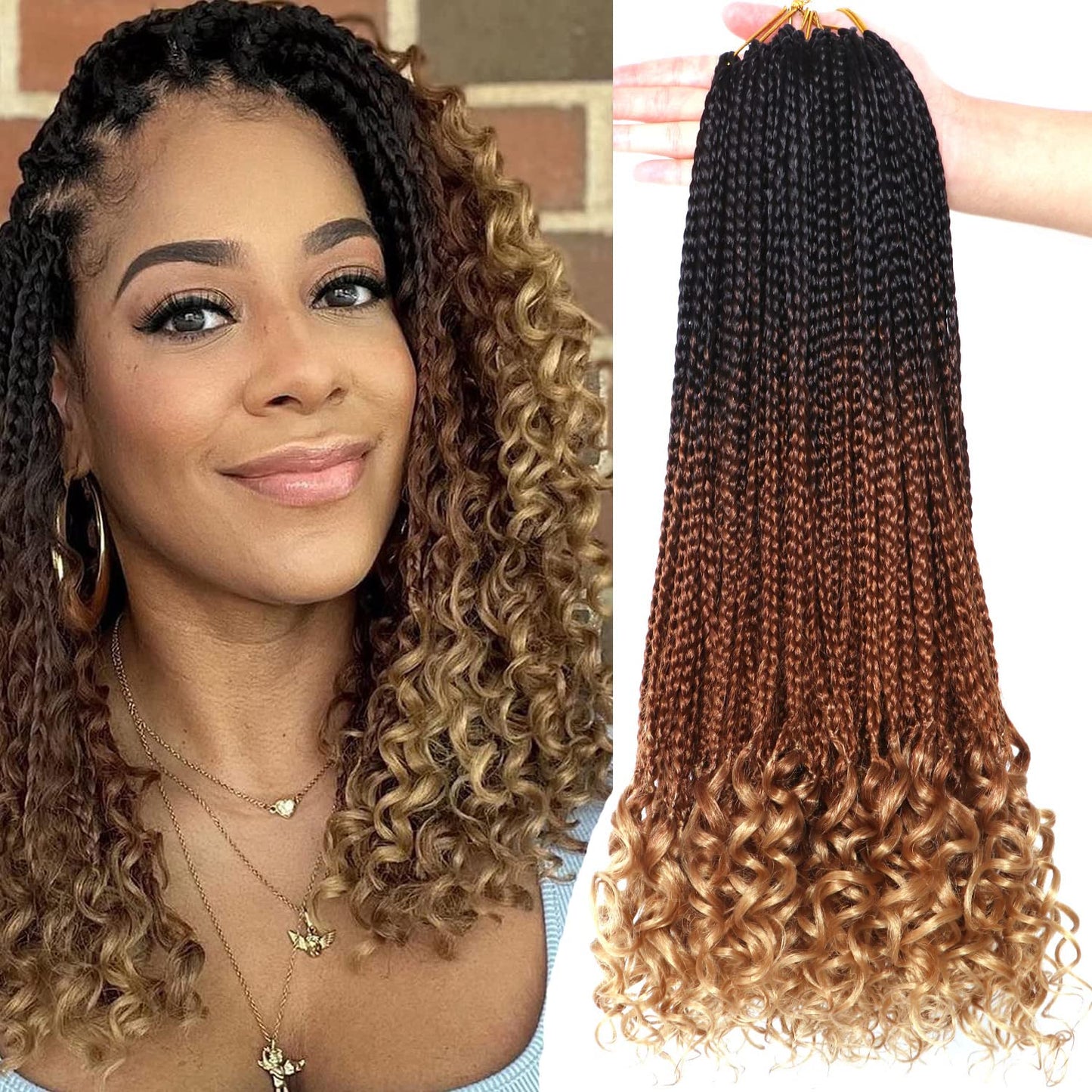 7 Packs 18 Inch Boho Goddess Box Braids Crochet Hair for Women