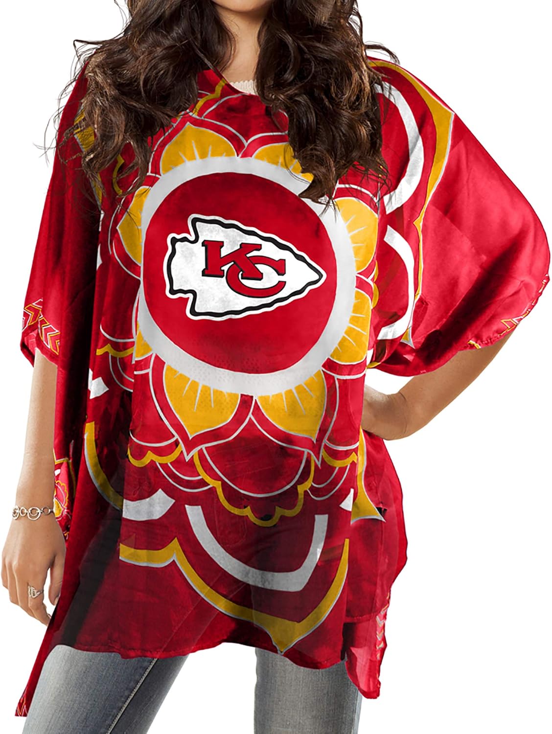 NFL Sheer Caftan with Flower Design for Game Day Style