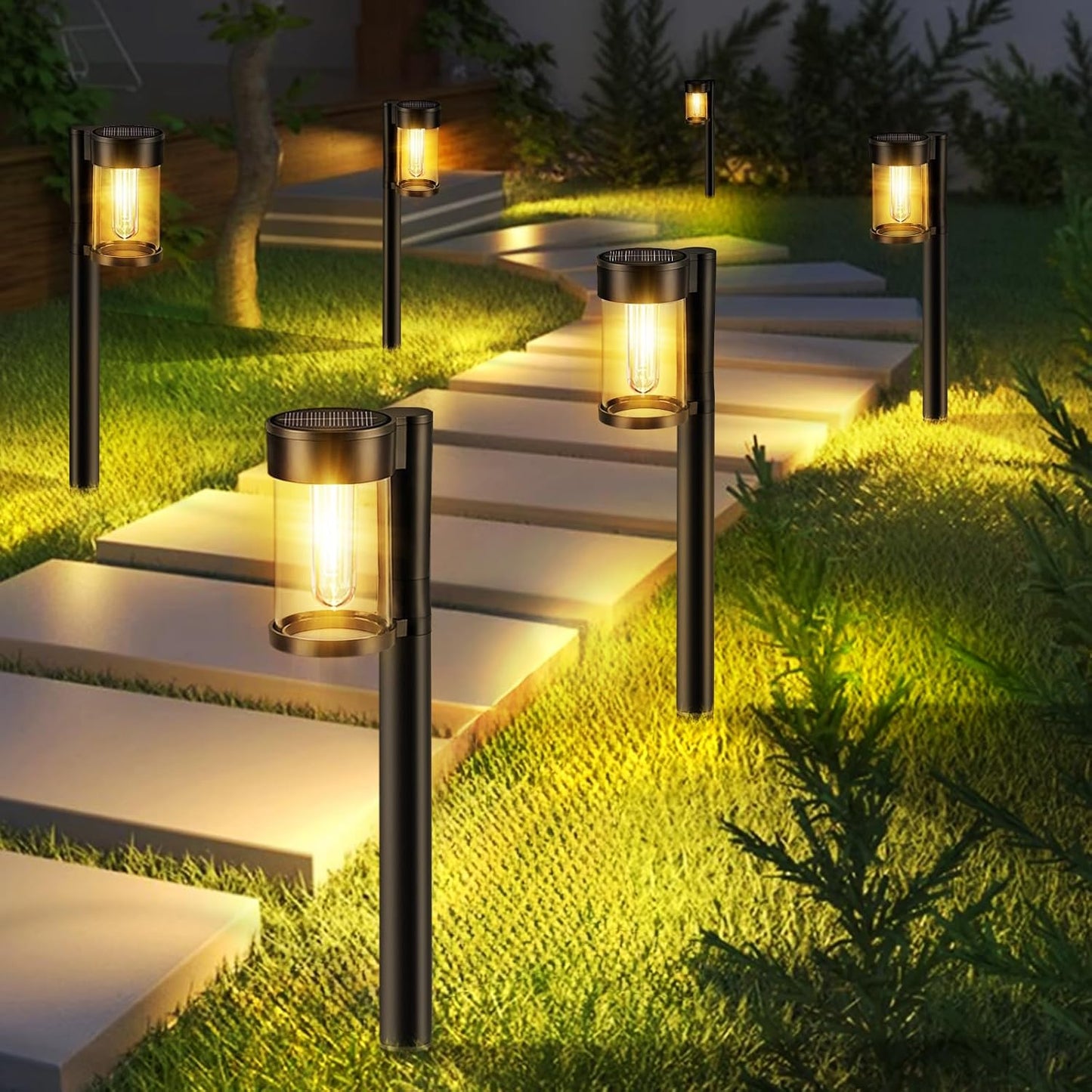 Solar Pathway Lights Outdoor, 10 Pack Metal & Glass Lights