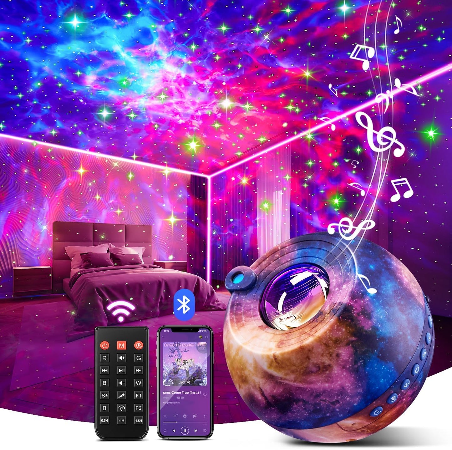 Transform Your Bedroom with COOLNIGHT Galaxy Projector