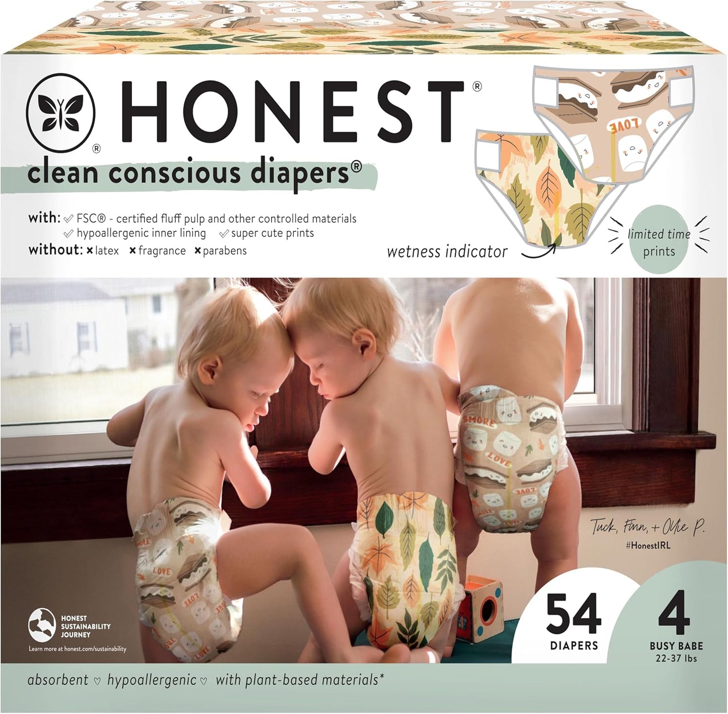 The Honest Co. Sustainable Fall '24 Diapers | Plant-Based | Size 4 Club Box