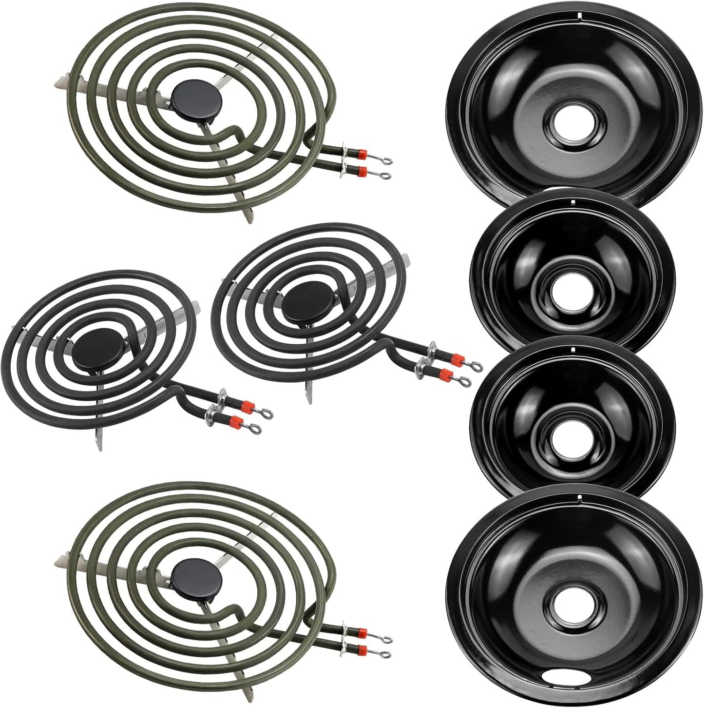 Porcelain Burner Drip Pan Cooktop Set for Electric Range Stoves