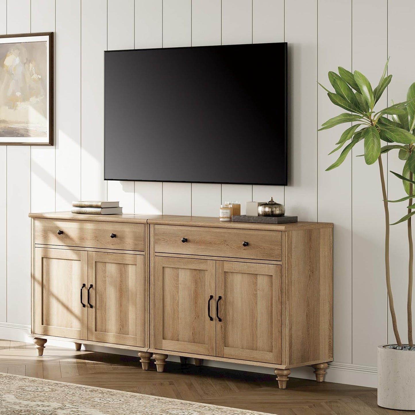 Oak TV Stand: 75 Universal Storage Console