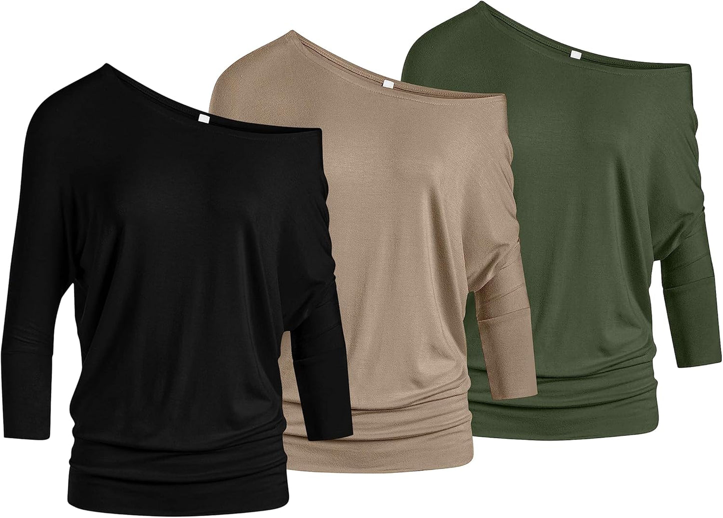 3 Pack Dolman Tops for Women Off The Shoulder Comfort Style