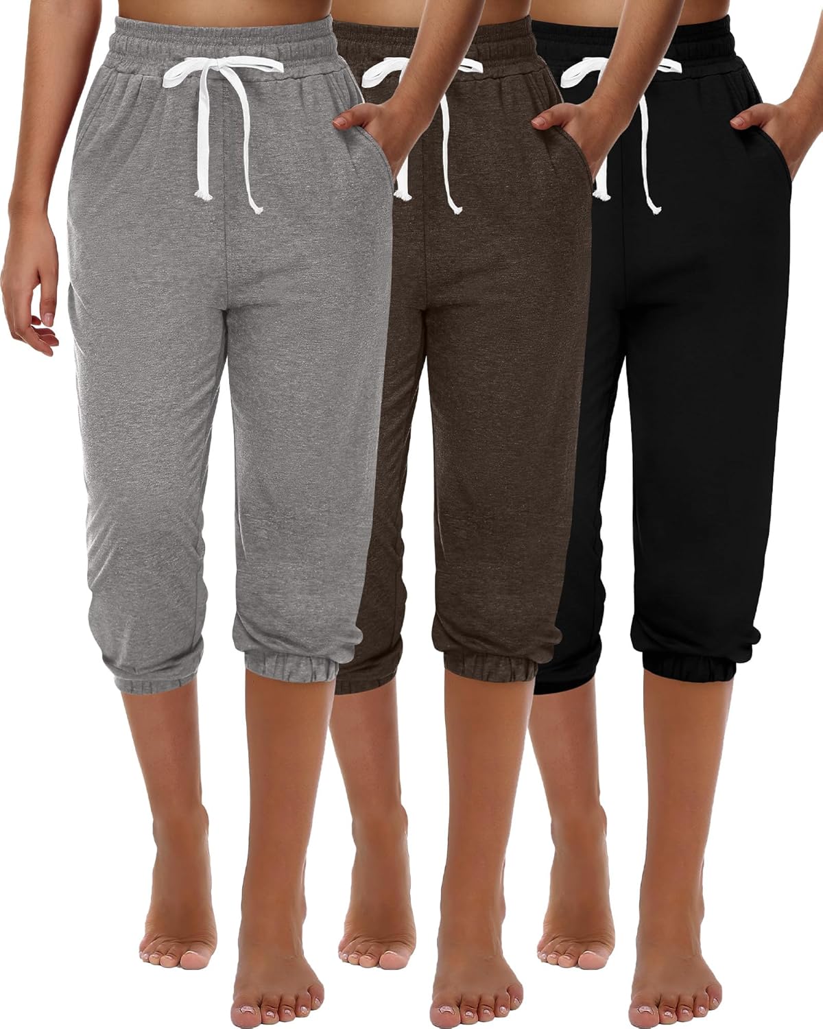 Ficerd Women's Capri Sweatpants Joggers for Casual Summer Wear