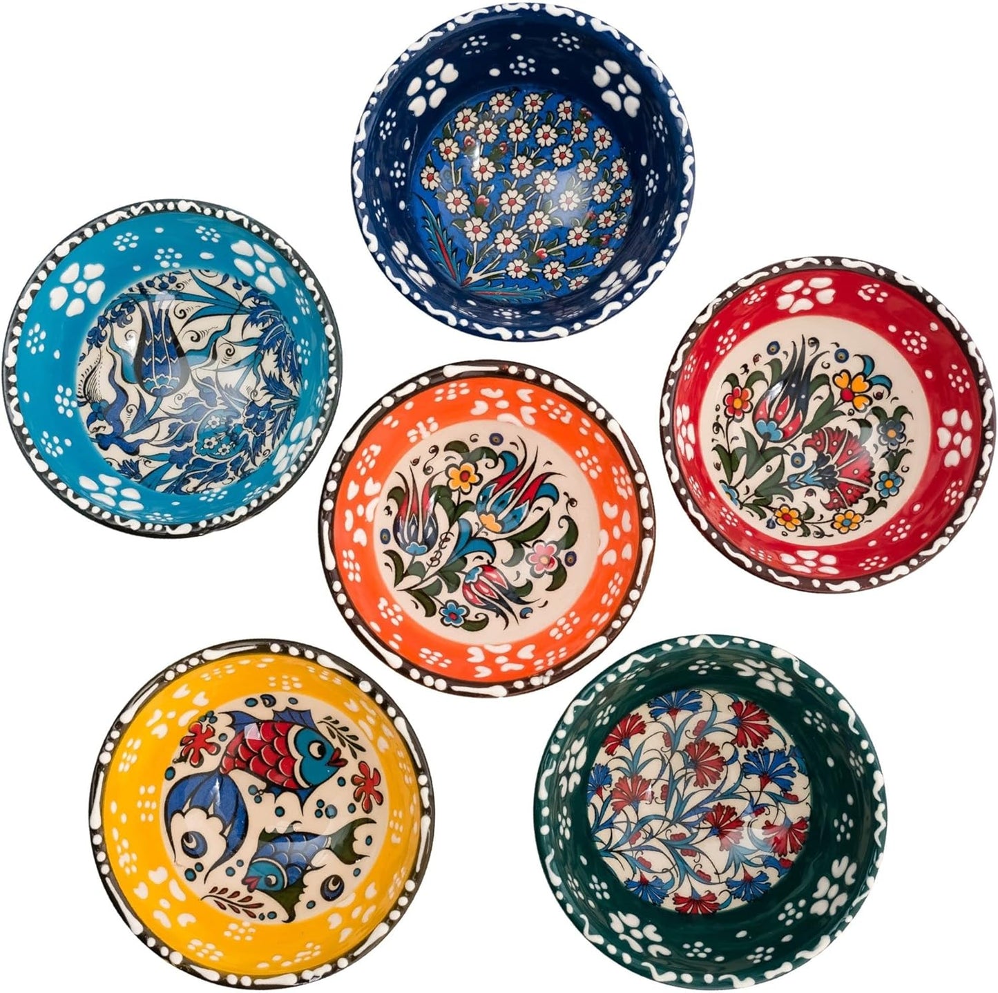BCS Ceramic Pinch Bowls Set of 6 for Dipping and Serving