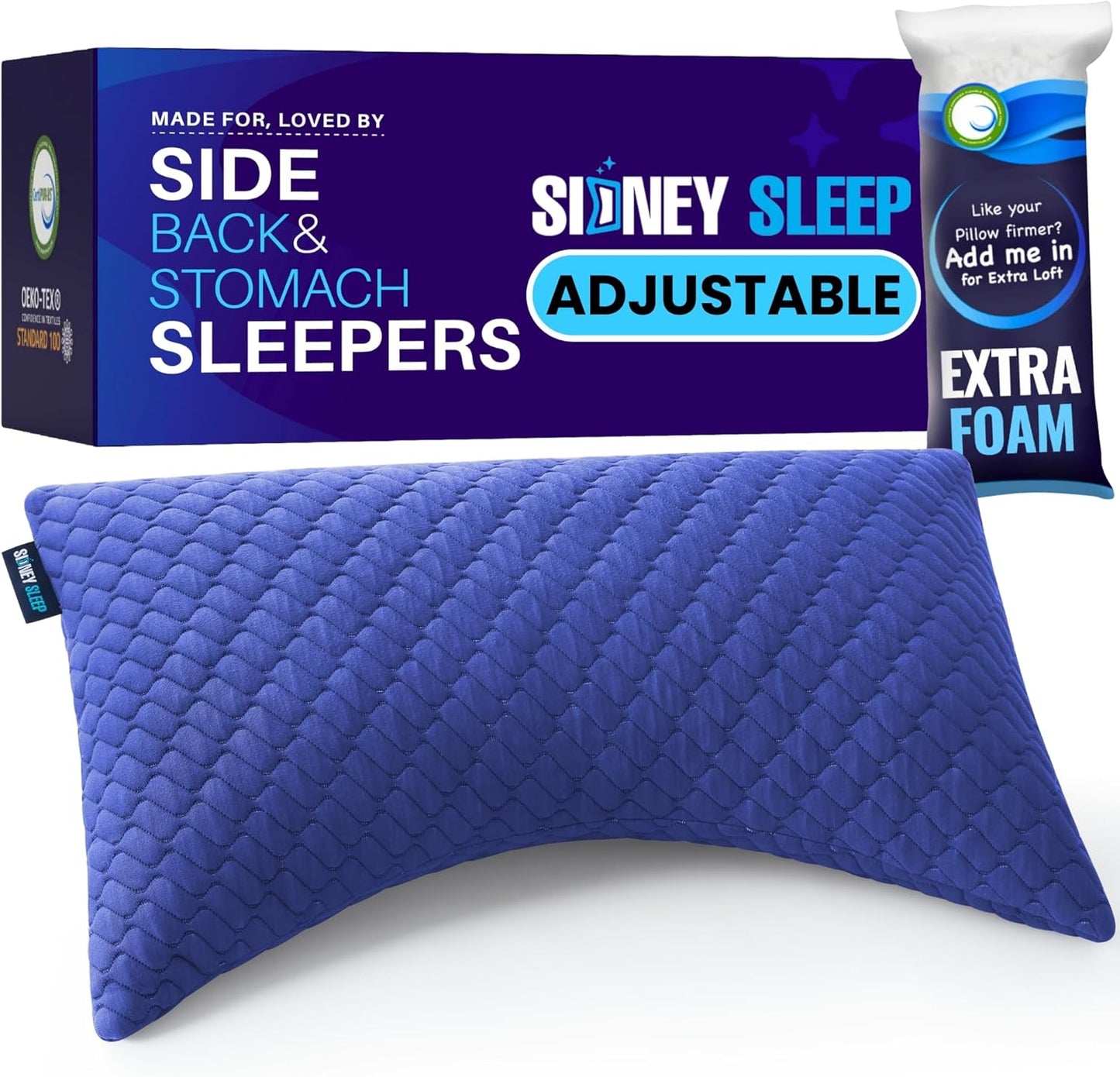 Sidney Sleep Pillow for Side and Back Sleepers - Adjustable Comfort