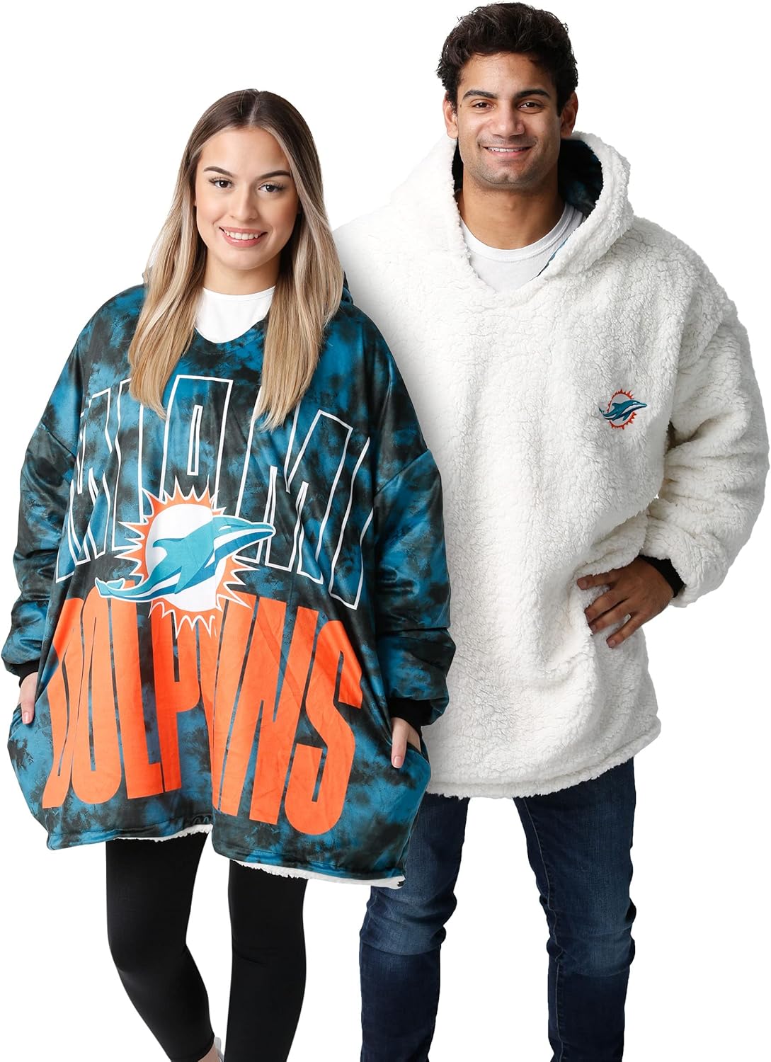 NFL Team Logo Reversible Oversized Sherpa Hoodie Sweatshirt