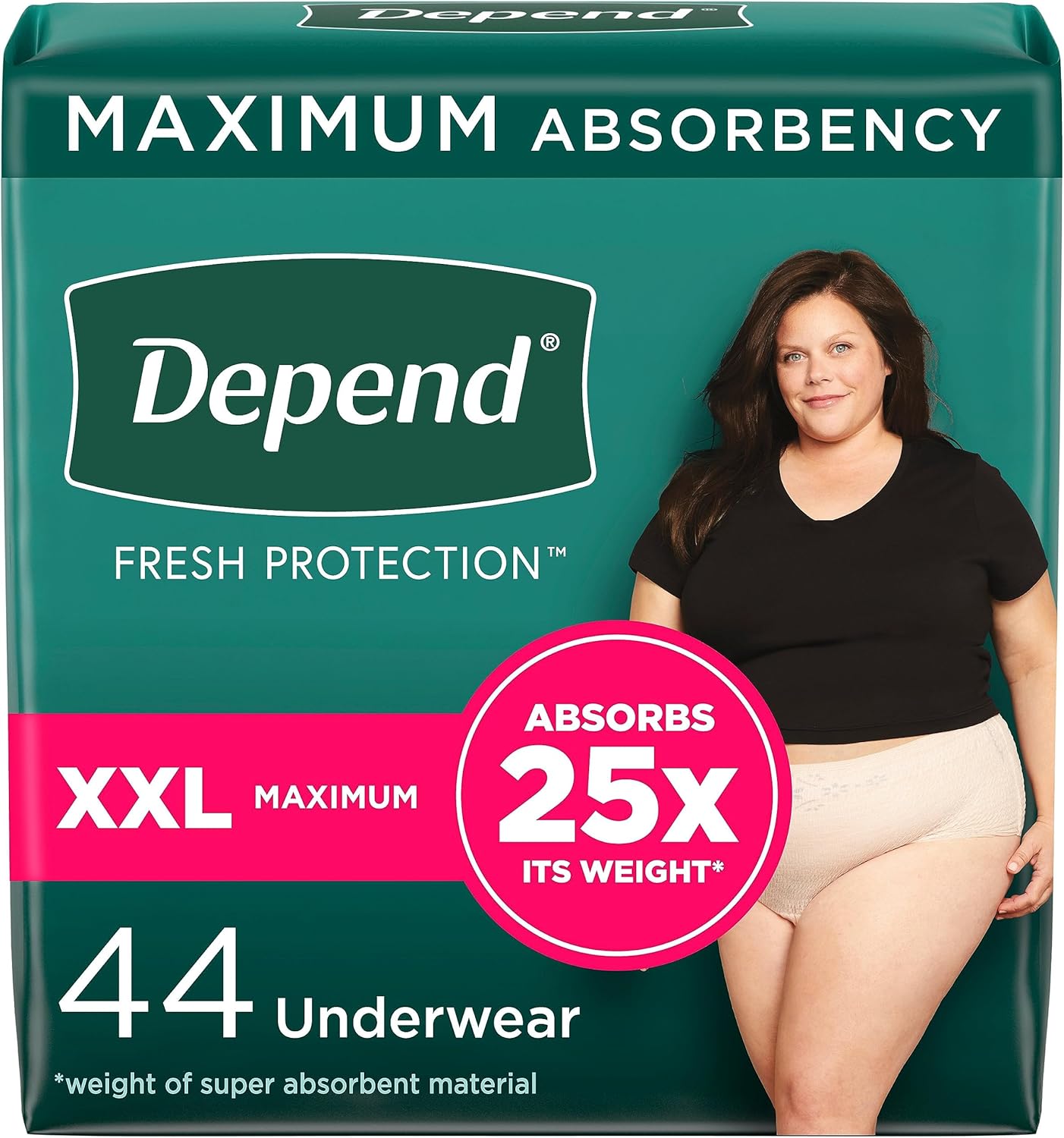 Depend Blush XXL Incontinence Underwear, 44 Count
