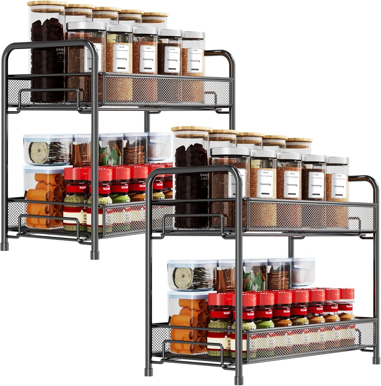 Spice Rack Organizer for Countertop - 2 Tier Storage Shelf